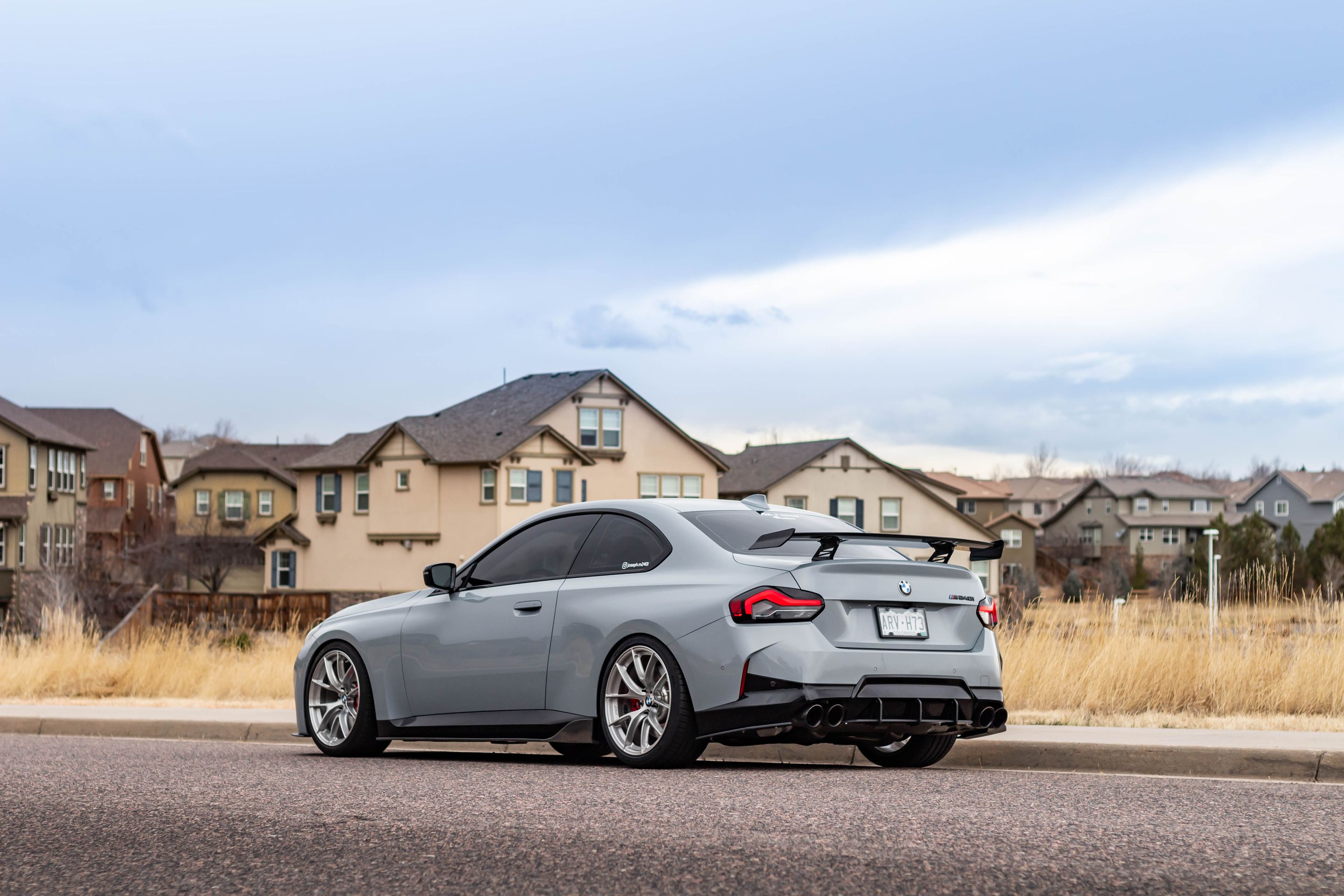 Grey BMW G42 2 Series with 19" VS-5RS Apex wheels in Brushed Clear
