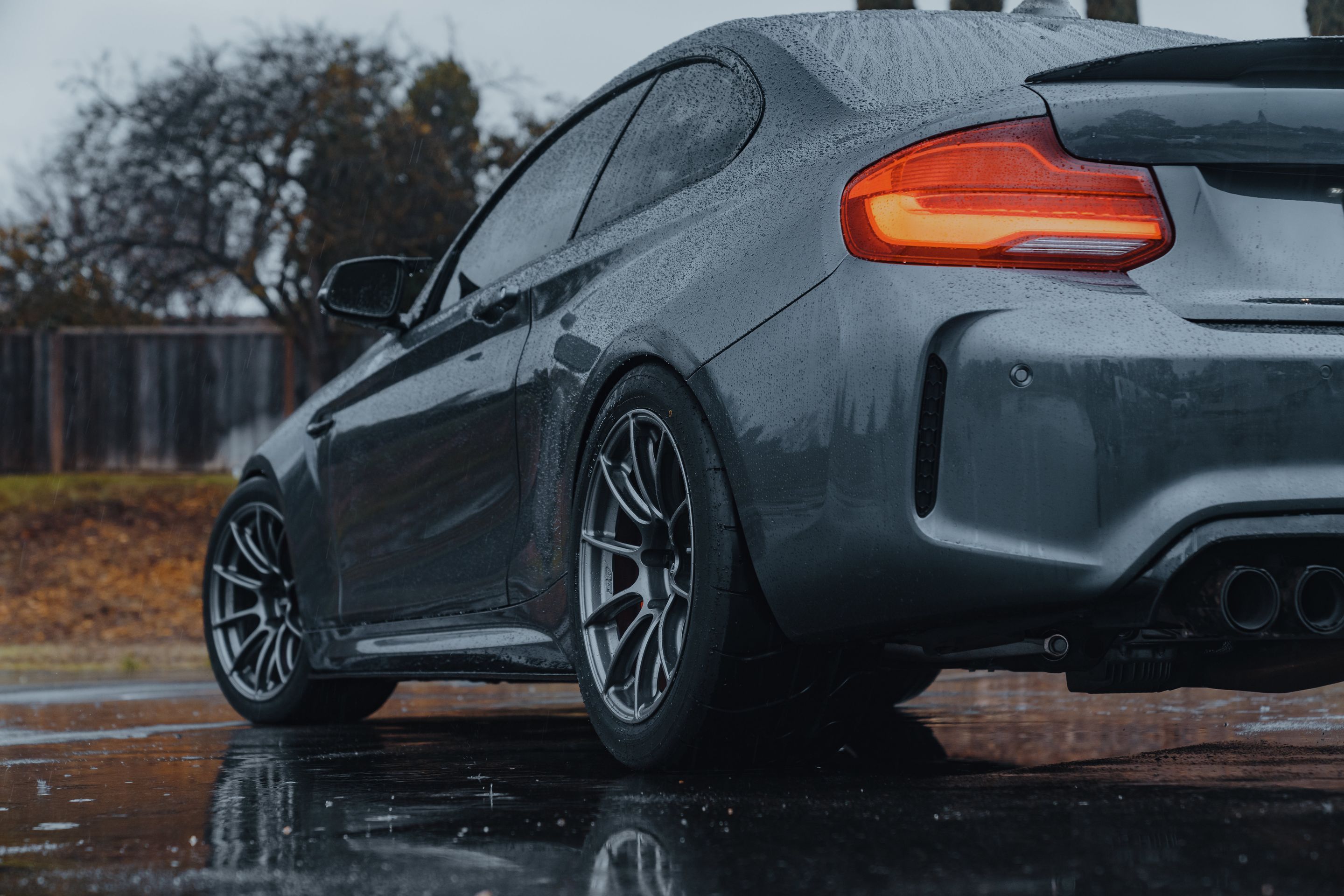Grey BMW F87 M2 with 18" SM-10RS Apex wheels in Anthracite