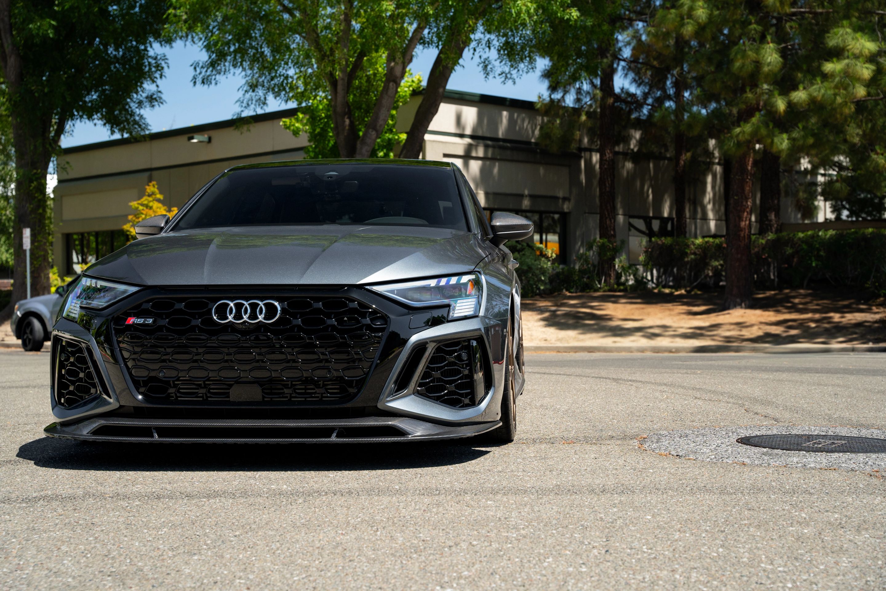 Grey Audi 8Y RS 3 with 18" VS-5 Apex wheels in Satin Bronze