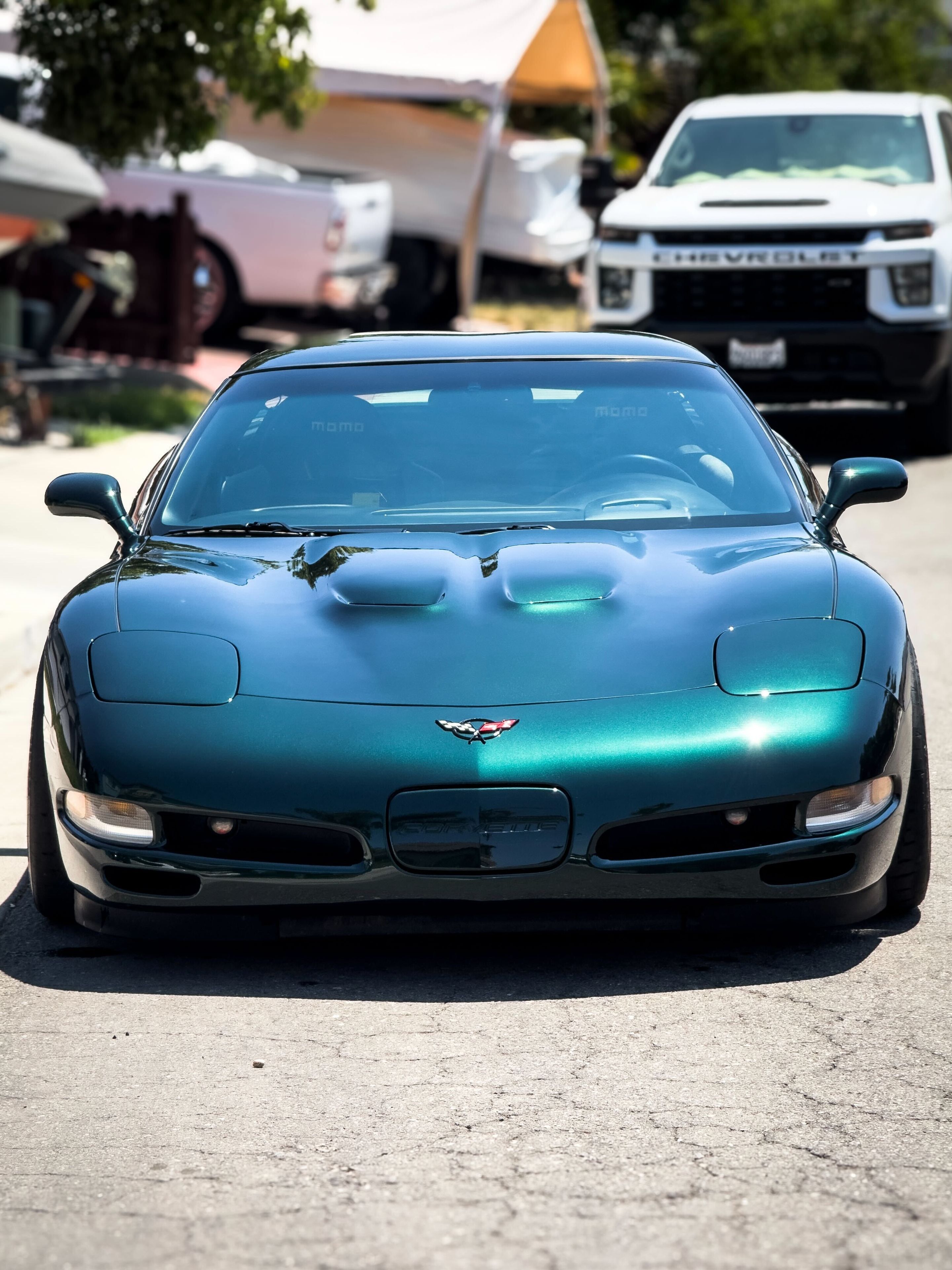 Green Chevrolet C5 Corvette Z06 with 18" ML-10RT Apex wheels in Machined Lip Gloss Motorsport Gold