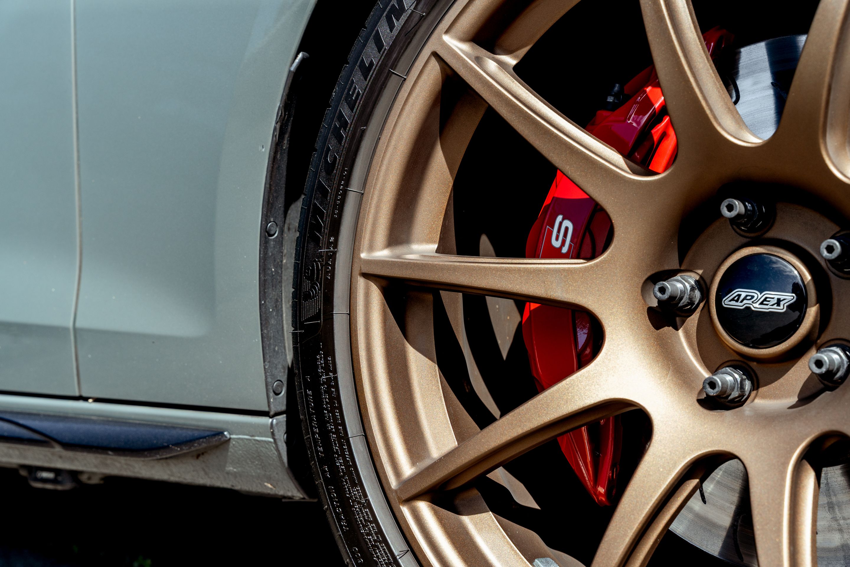 Grey Audi B9 S4 with 19" SM-10 Apex wheels in Satin Bronze
