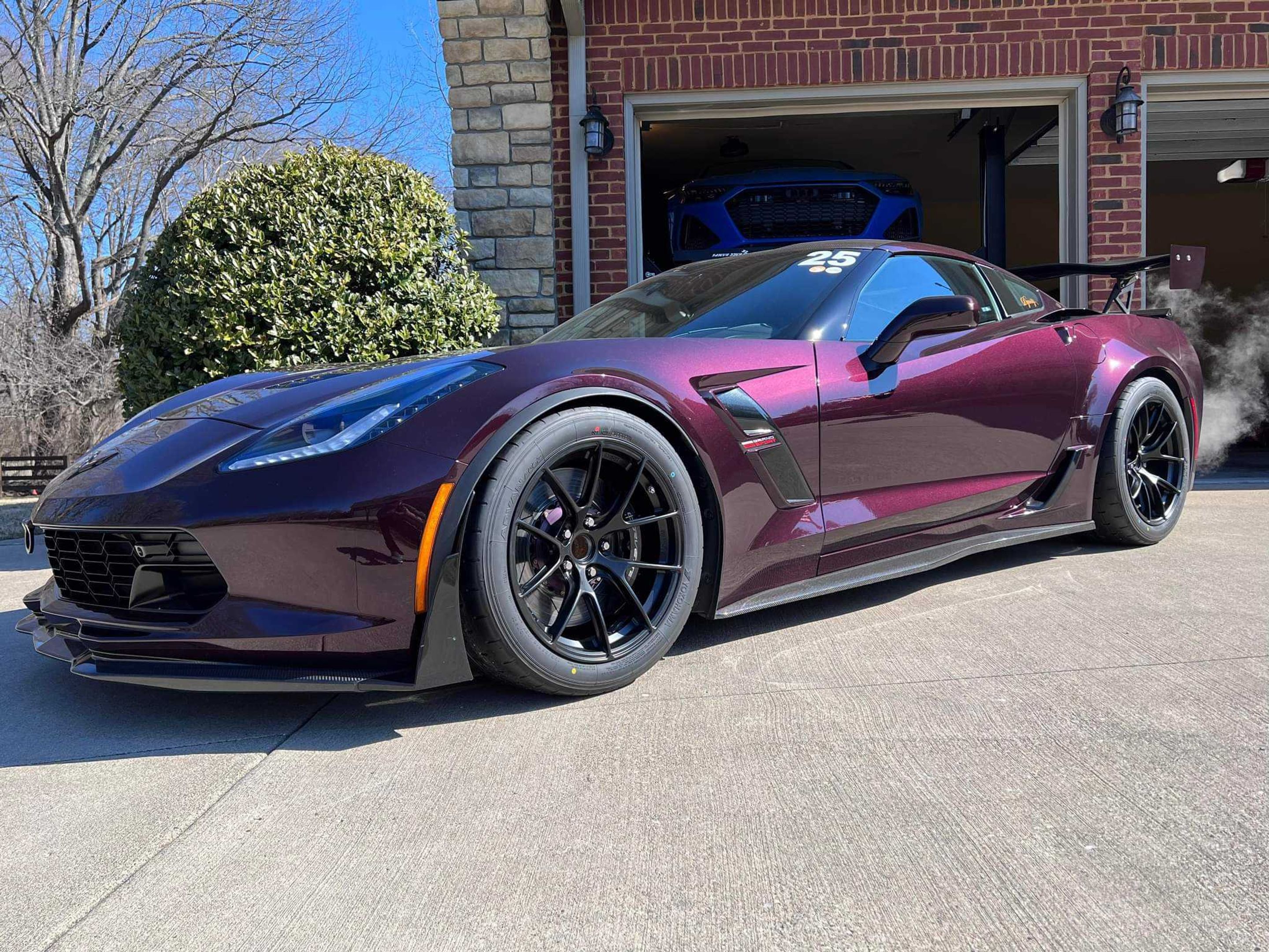 Purple Chevrolet C7 Corvette Grand Sport with 18" VS-5RS Apex wheels in Satin Black