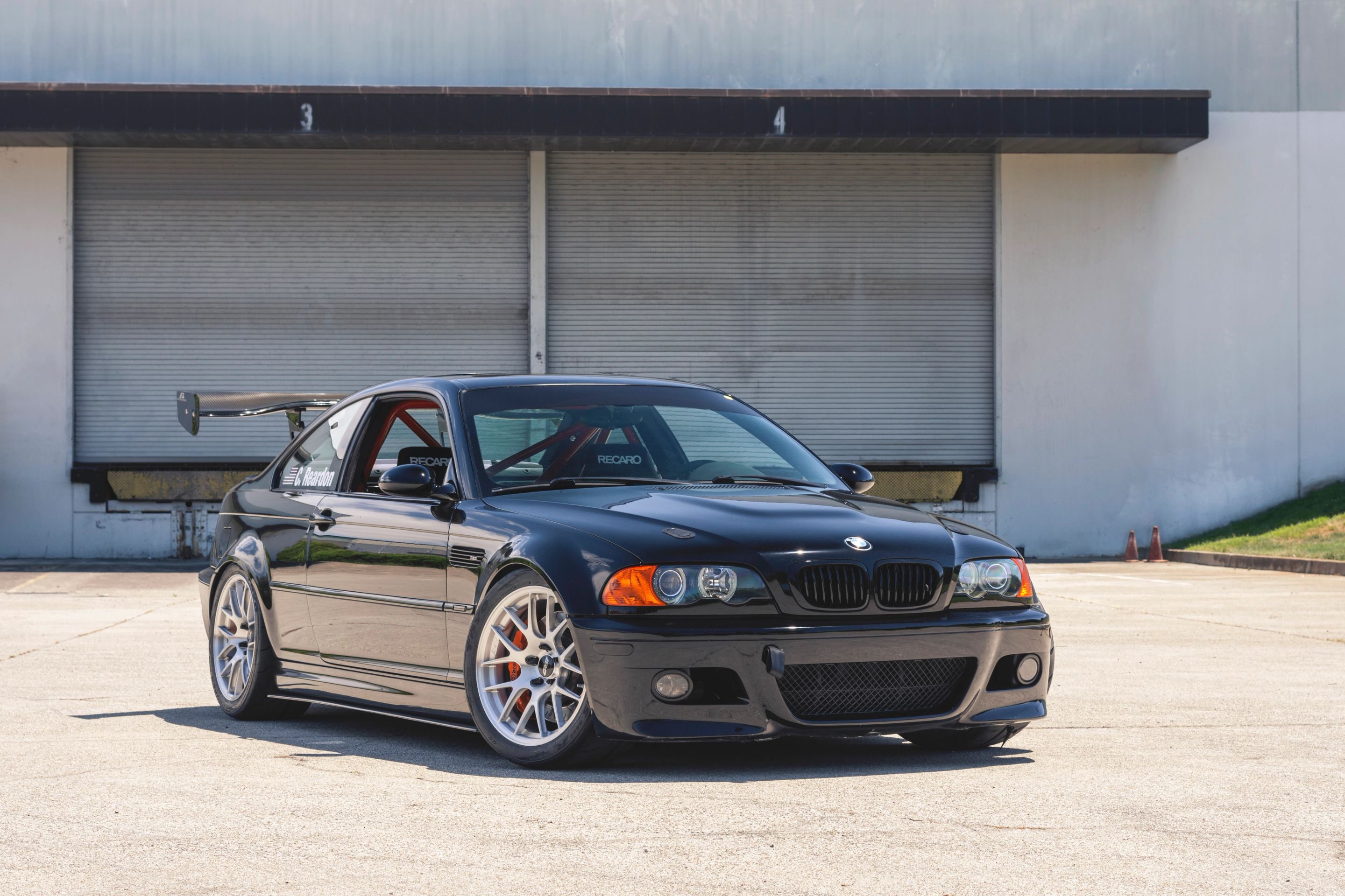 Black BMW E46 M3 with 18" EC-7R Apex wheels in Brushed Clear