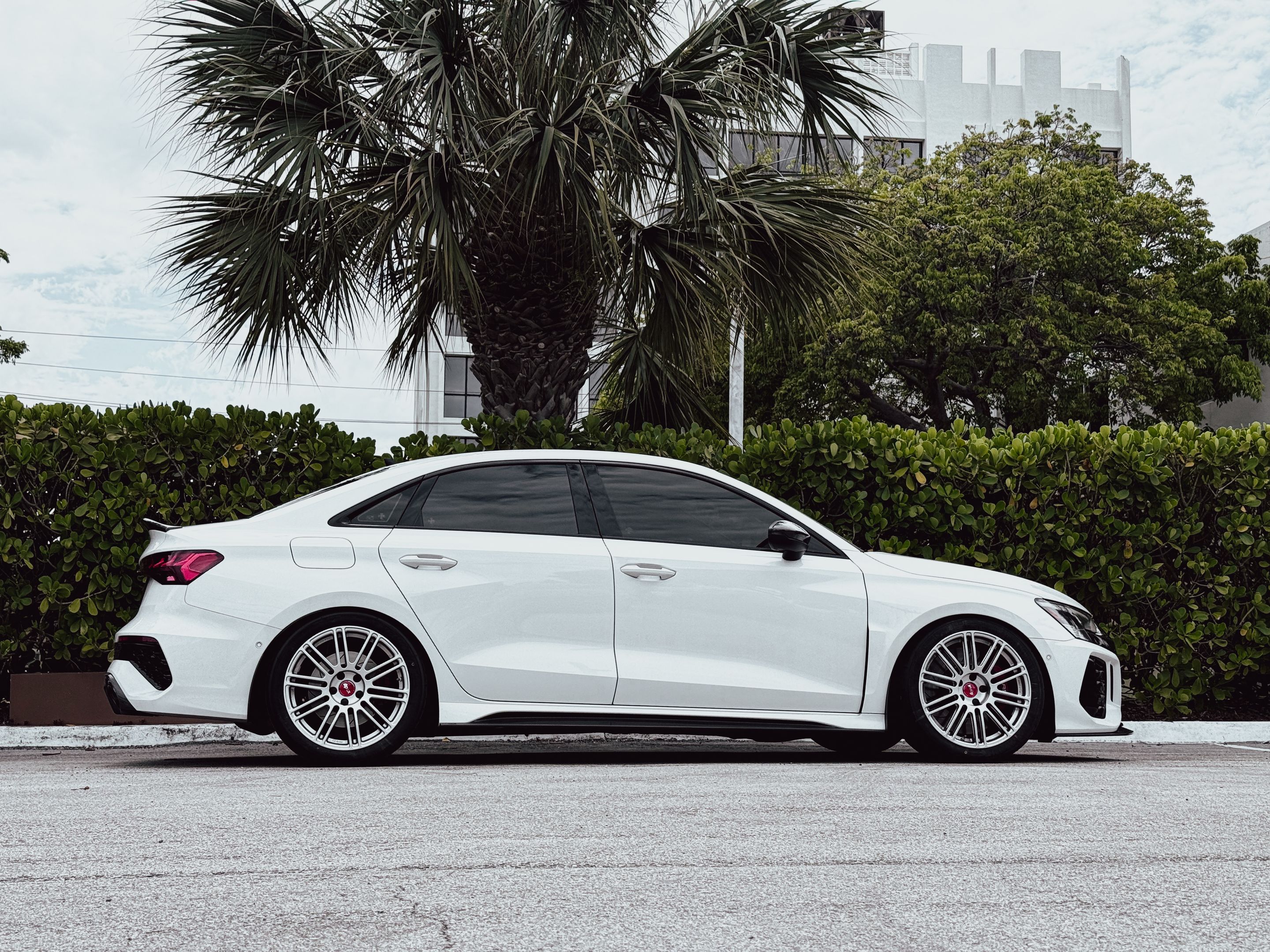 Grey Audi 8Y RS 3 with 18" TC-10RT Apex wheels in Race Silver