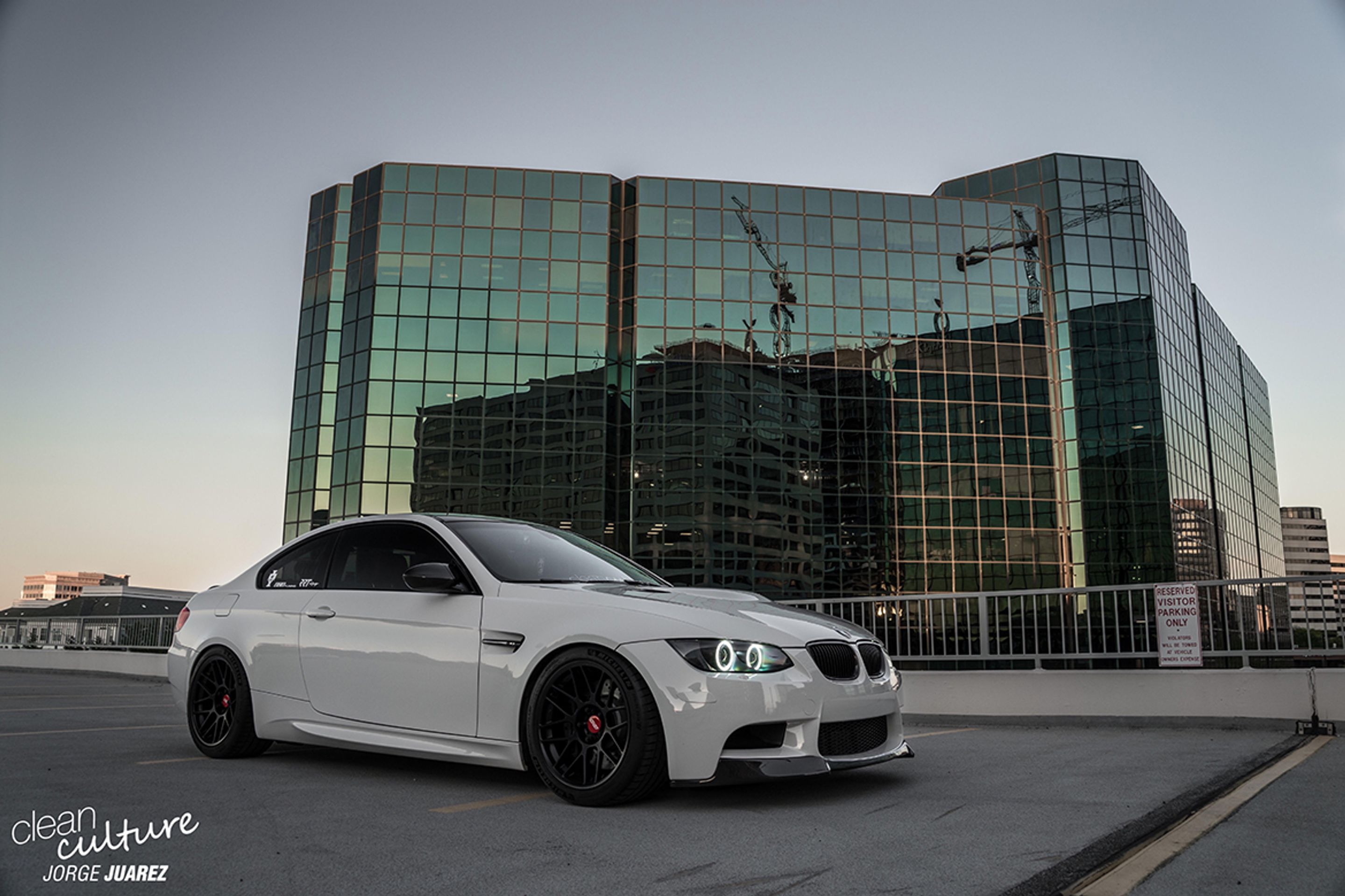 White BMW E92 Coupe M3 with 18" ARC-8 Apex wheels in Satin Black