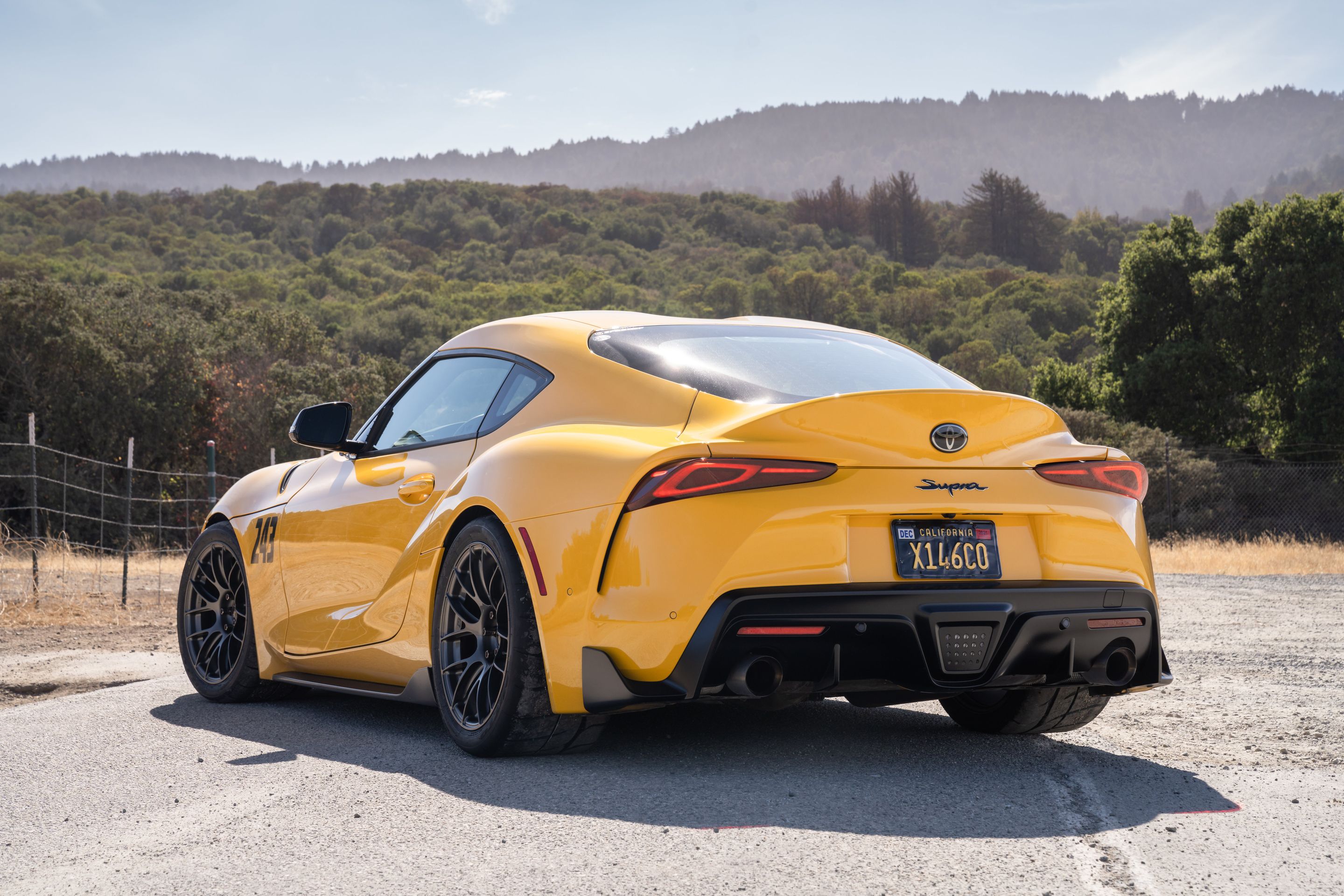 Yellow Toyota GR Supra with 18" EC-7RS Apex wheels in Anthracite
