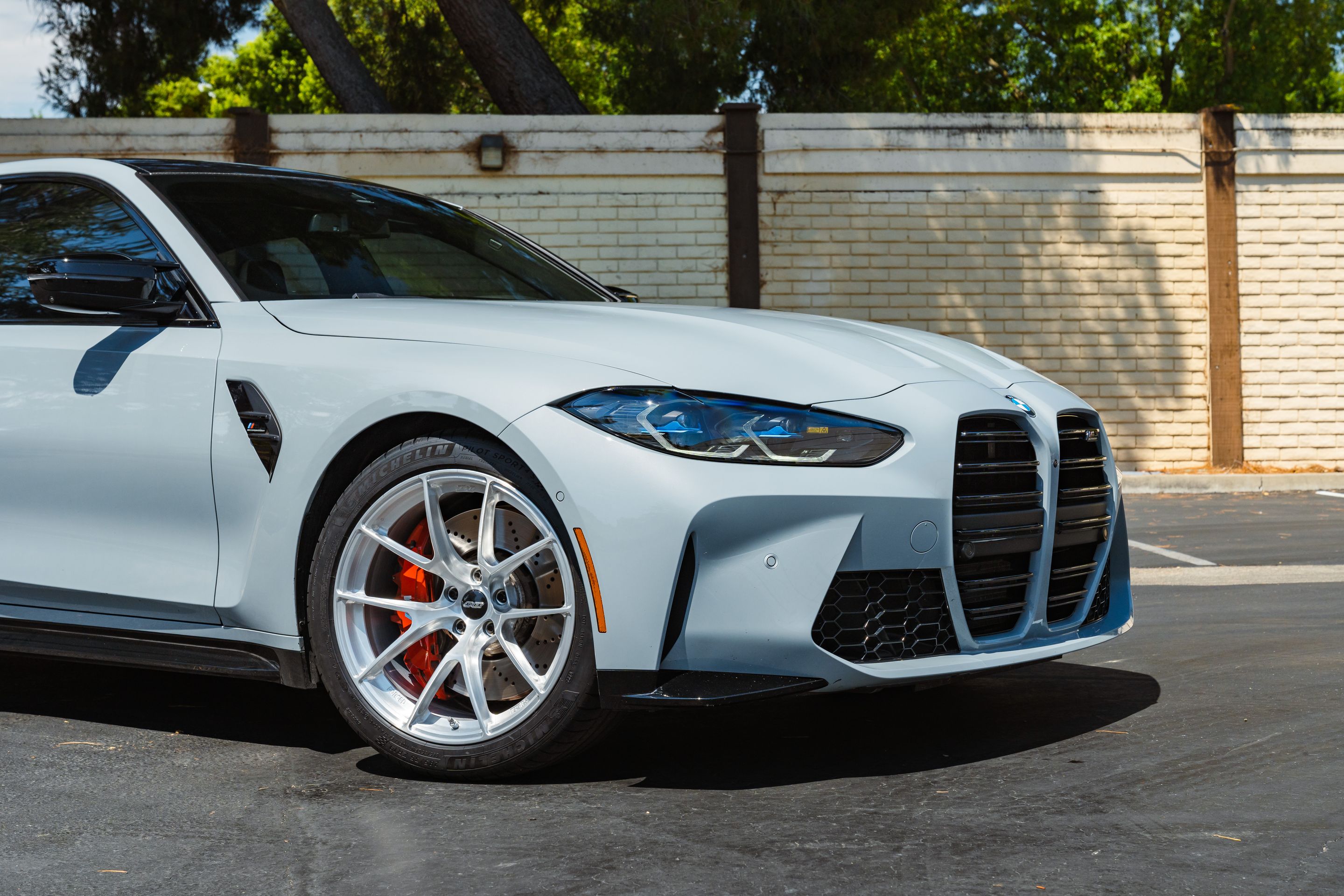 Grey BMW G80 M3 with 19"/20" VS-5RS Apex wheels in Brushed Clear