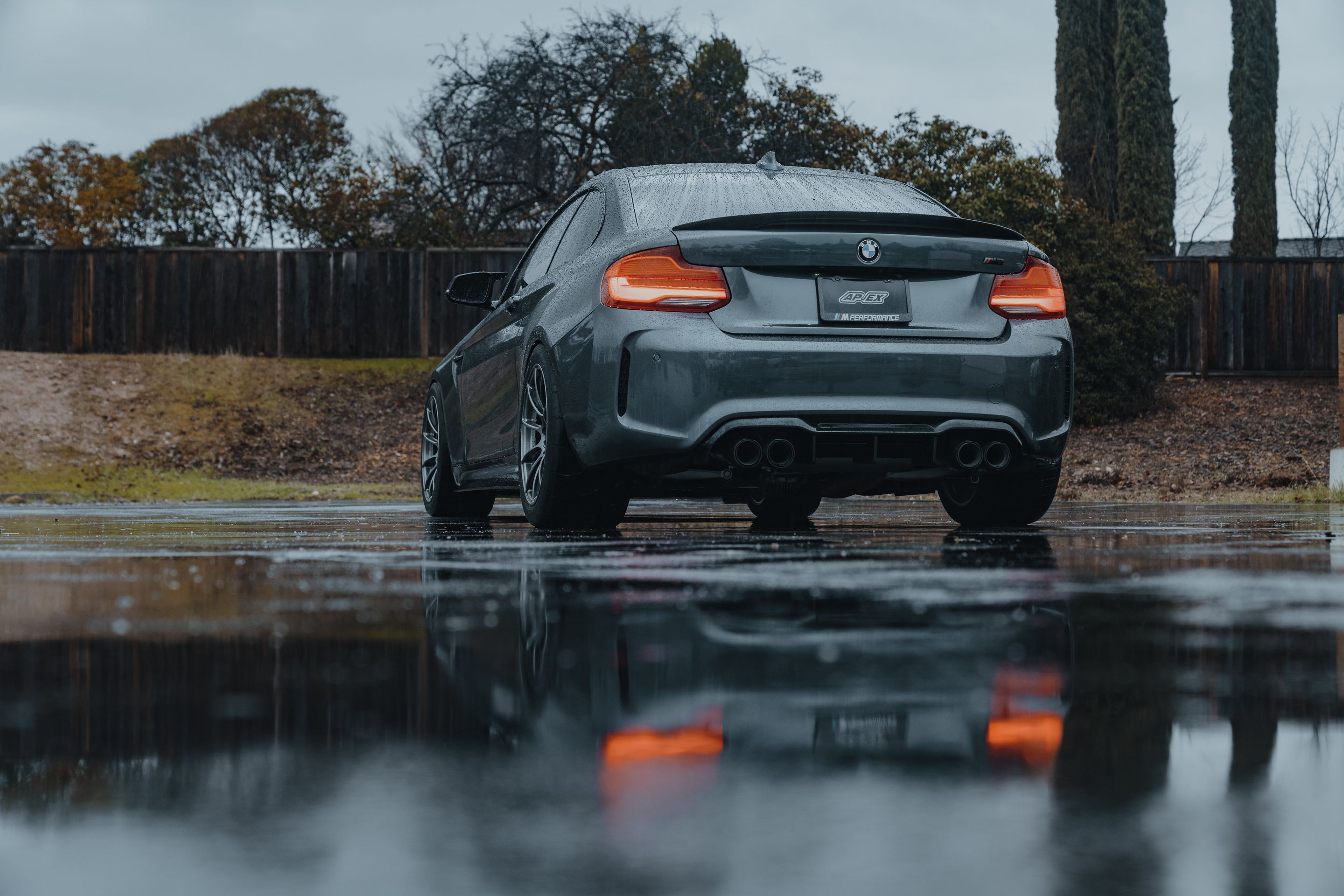Grey BMW F87 M2 with 18" SM-10RS Apex wheels in Anthracite