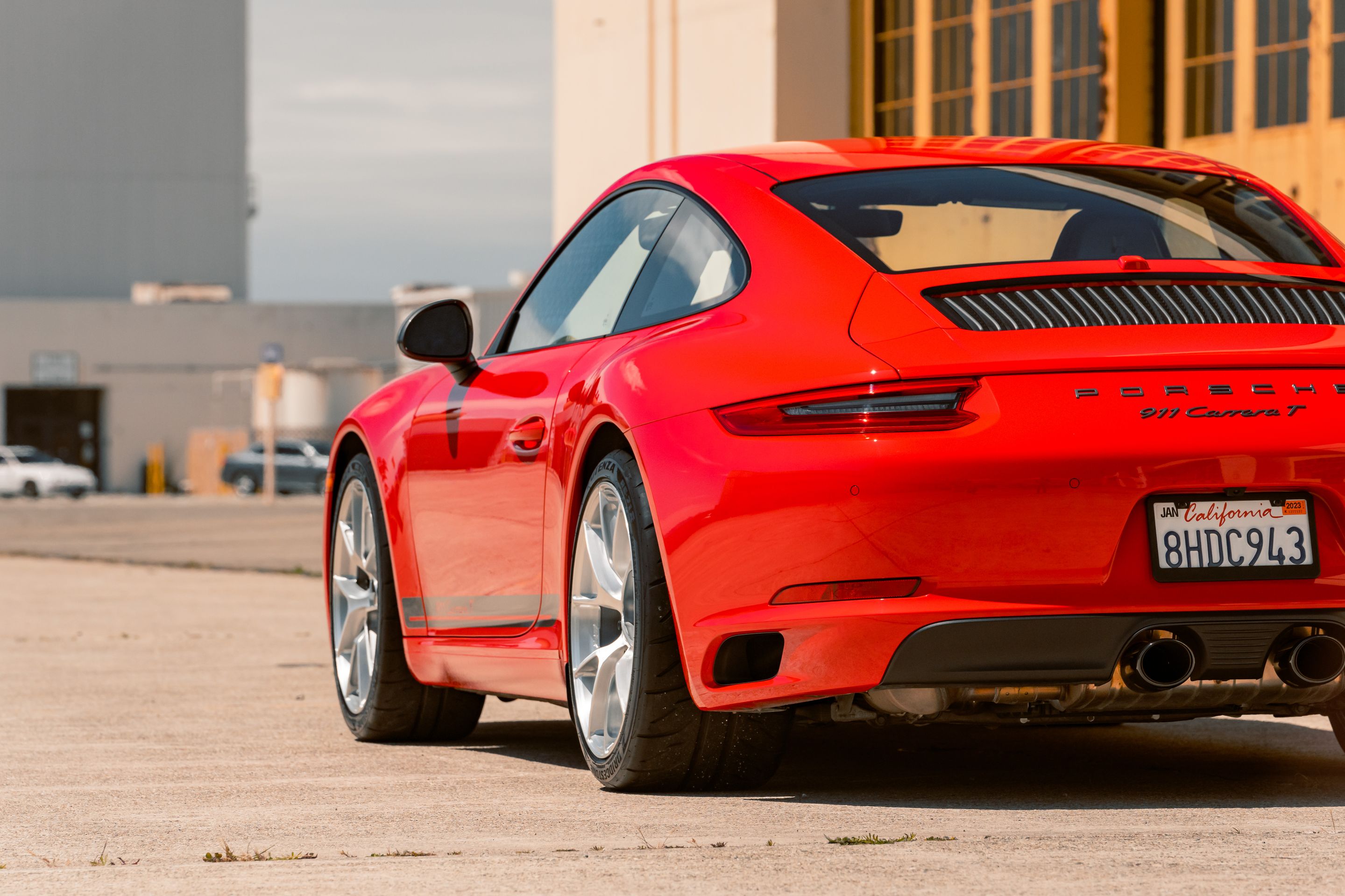 Red Porsche 911 991.2 Carrera T with 19" VS-5RS Apex wheels in Brushed Clear