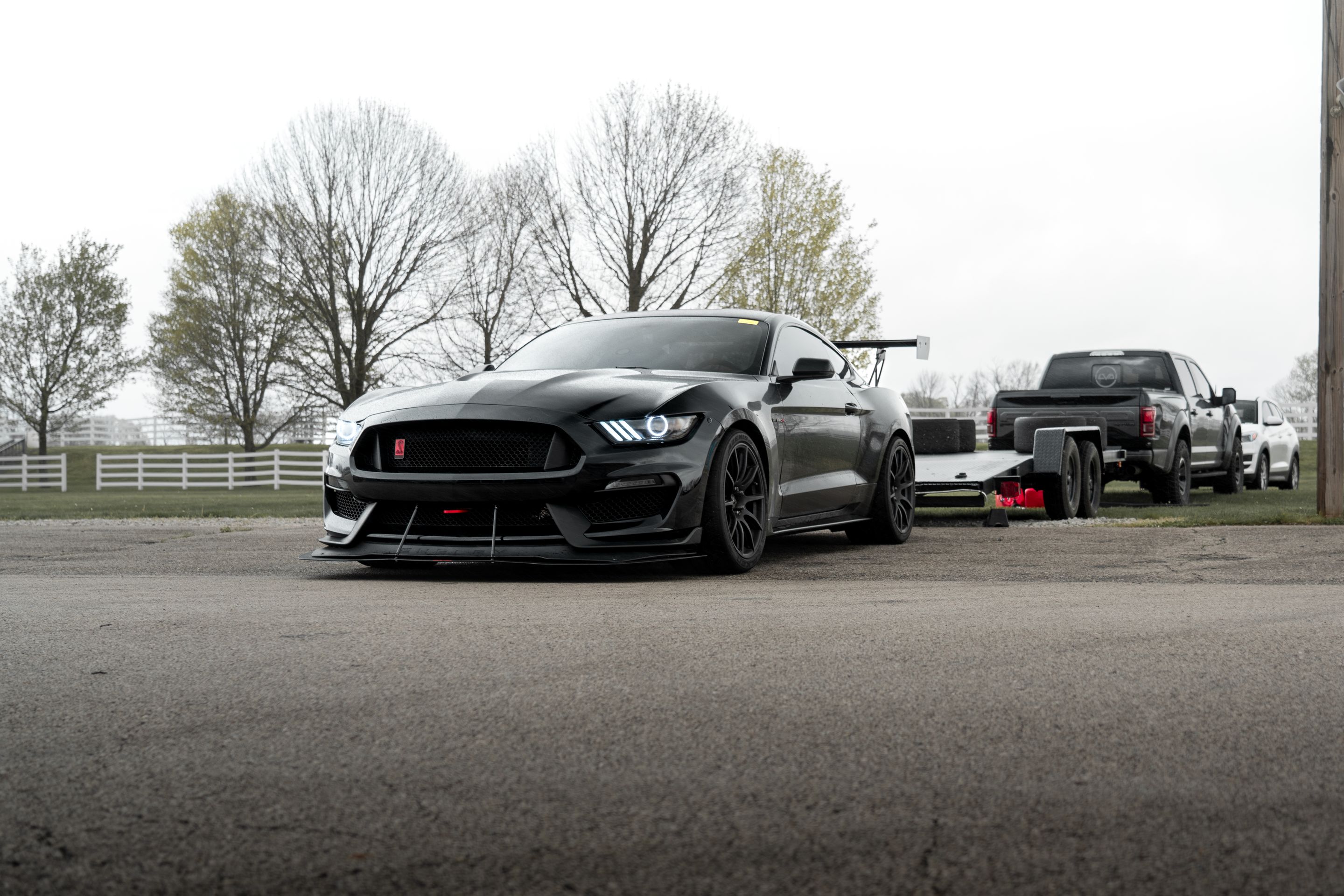 Black Ford S550 Mustang GT350R with 19" SM-10 Apex wheels in Satin Black