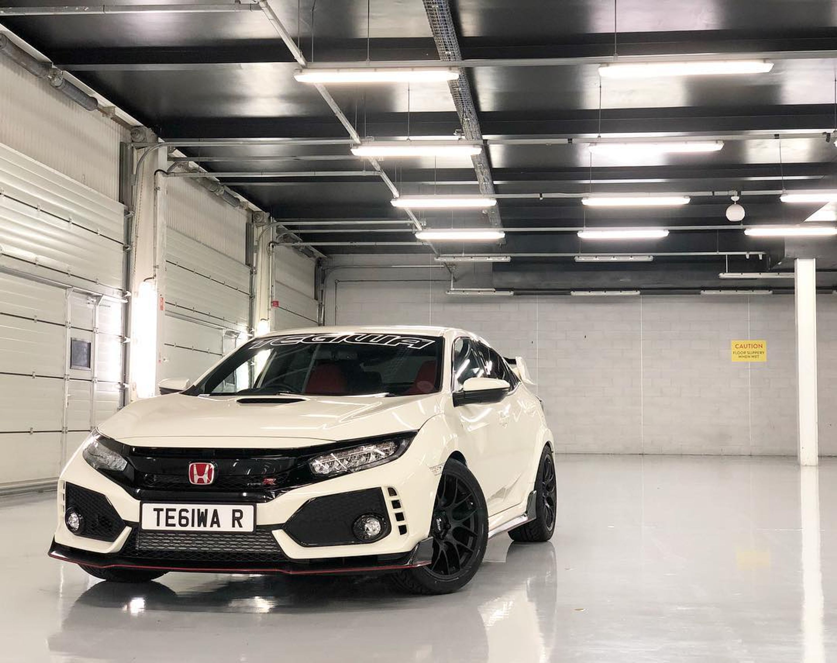 White Honda FK8 Civic Type-R with 19" EC-7 Apex wheels in Satin Black