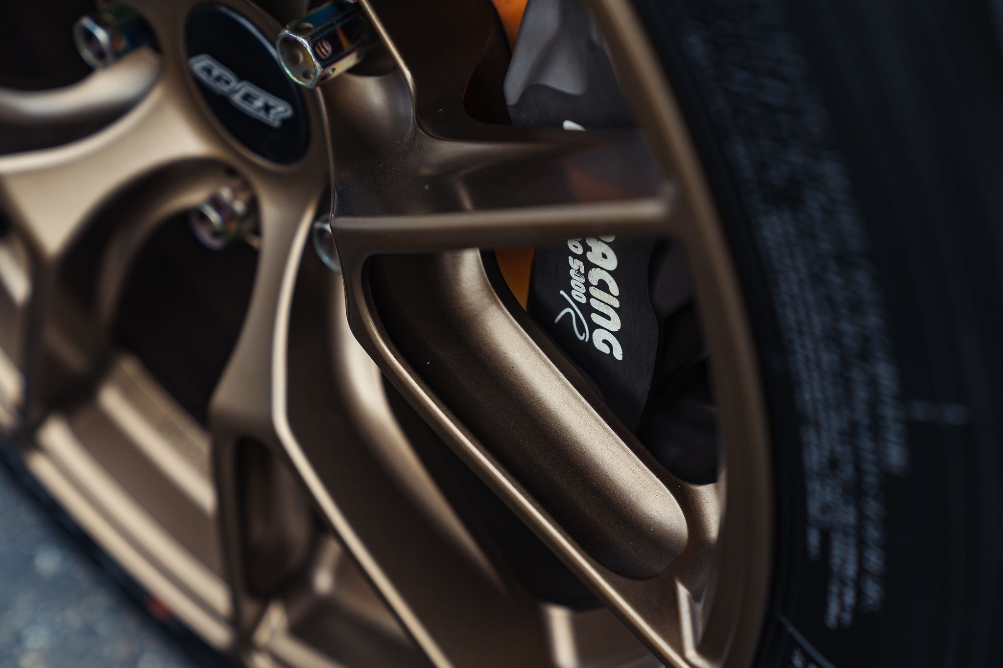 Blue Honda S2000 with 17" VS-5RS Apex wheels in Satin Bronze