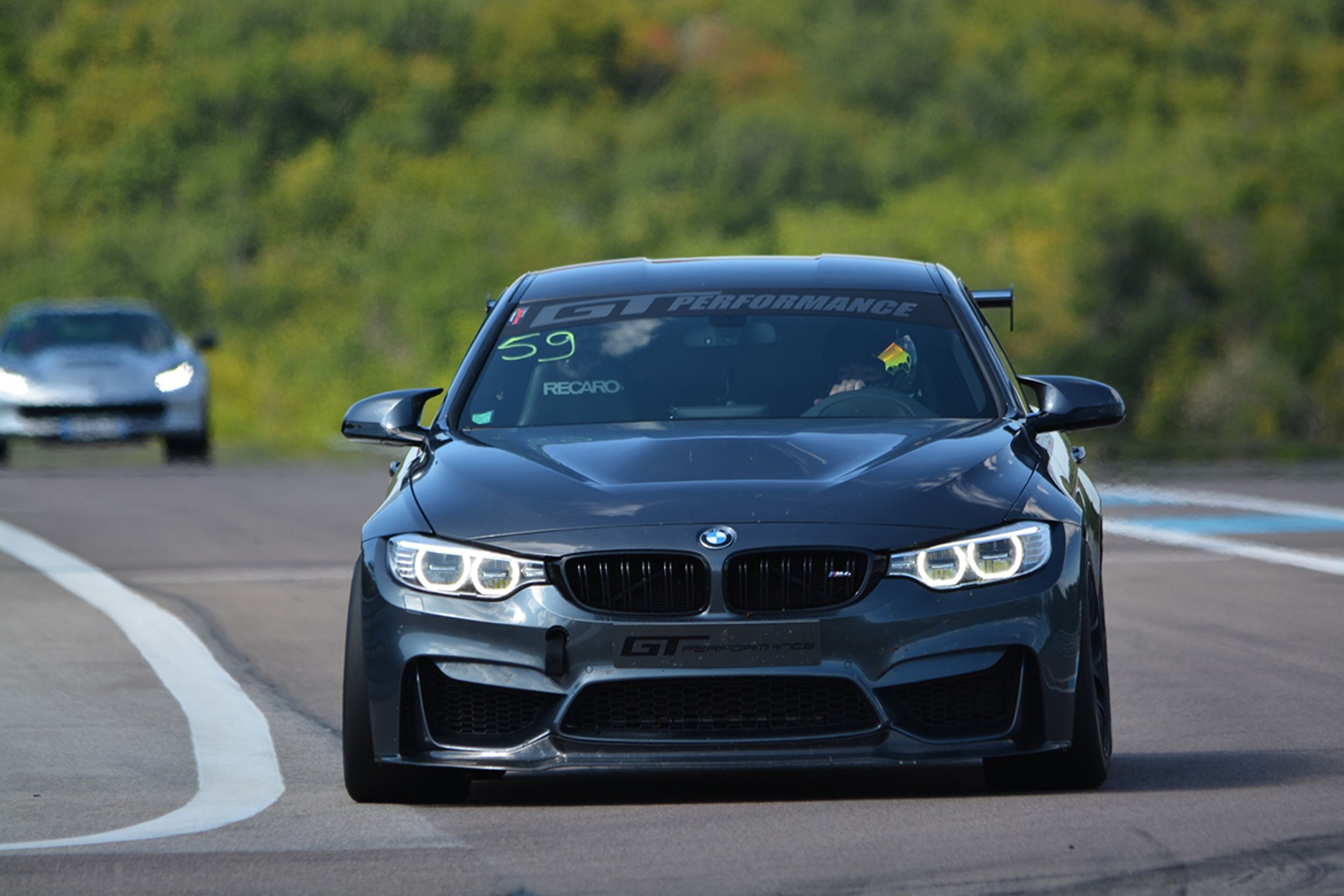 Grey BMW F82 Coupe M4 with 18" EC-7 Apex wheels in Satin Black