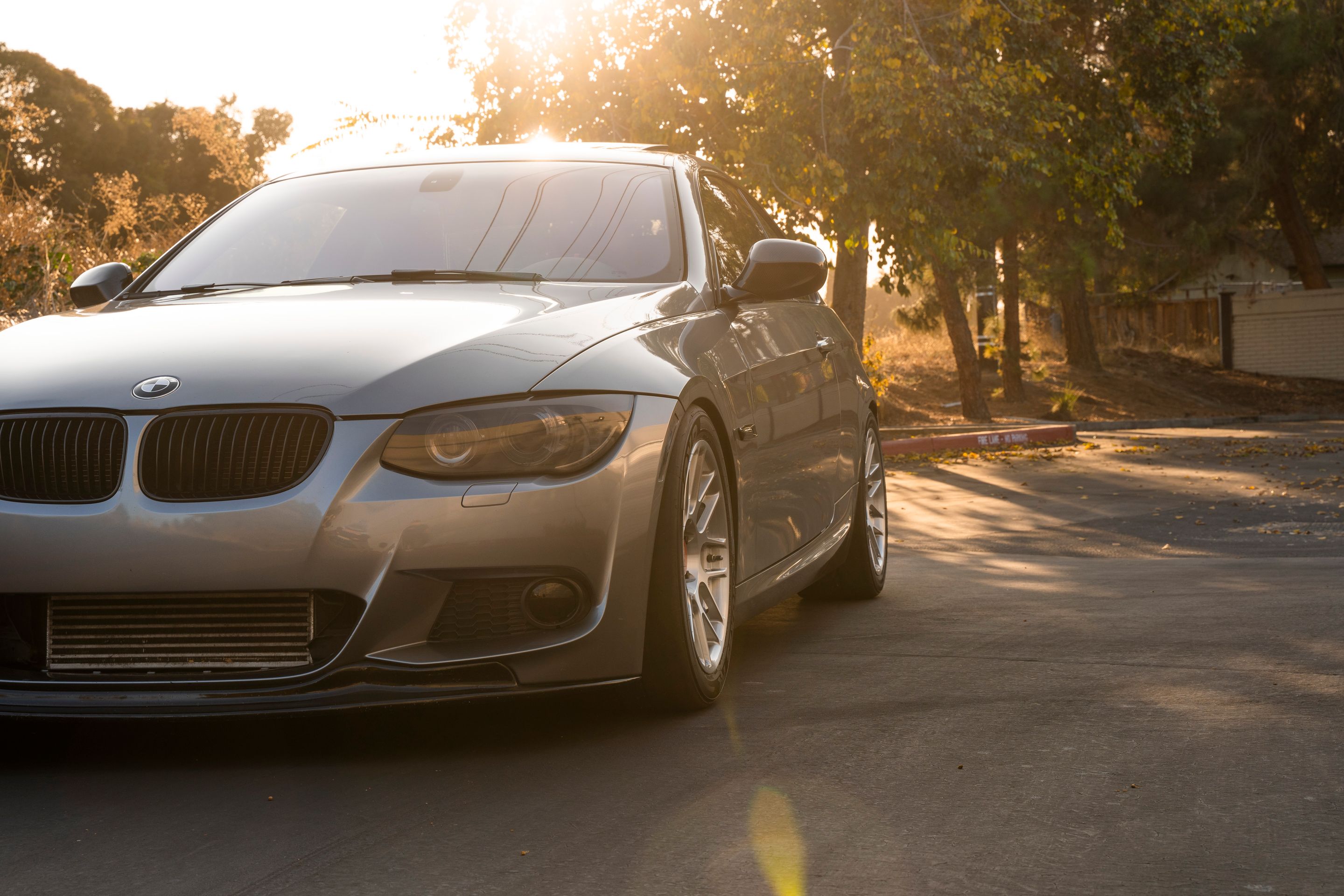 Grey BMW E92 Coupe 3 Series with 17" ARC-8R Apex wheels in Brushed Clear