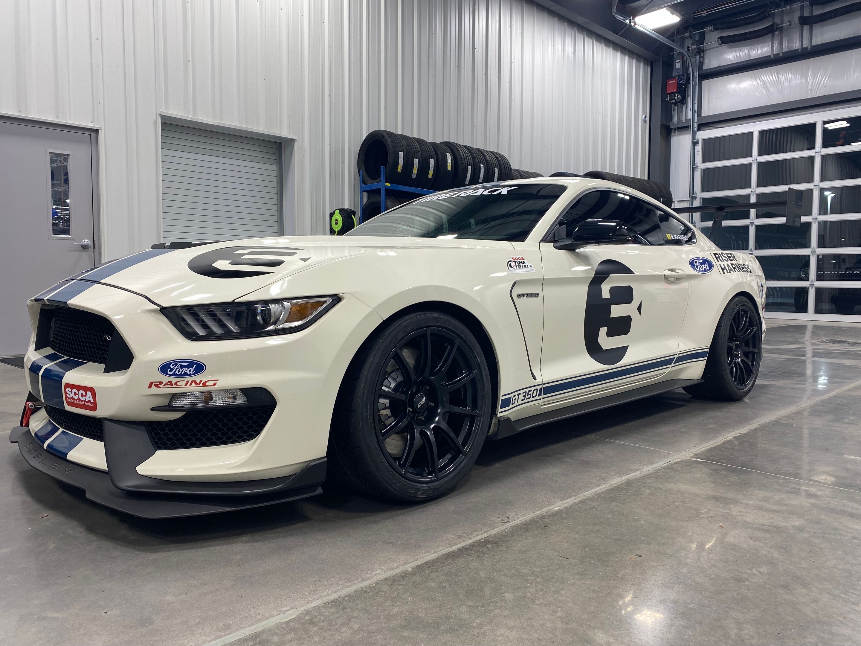 White Ford S550 Mustang GT350 with 19" SM-10 Apex wheels in Satin Black