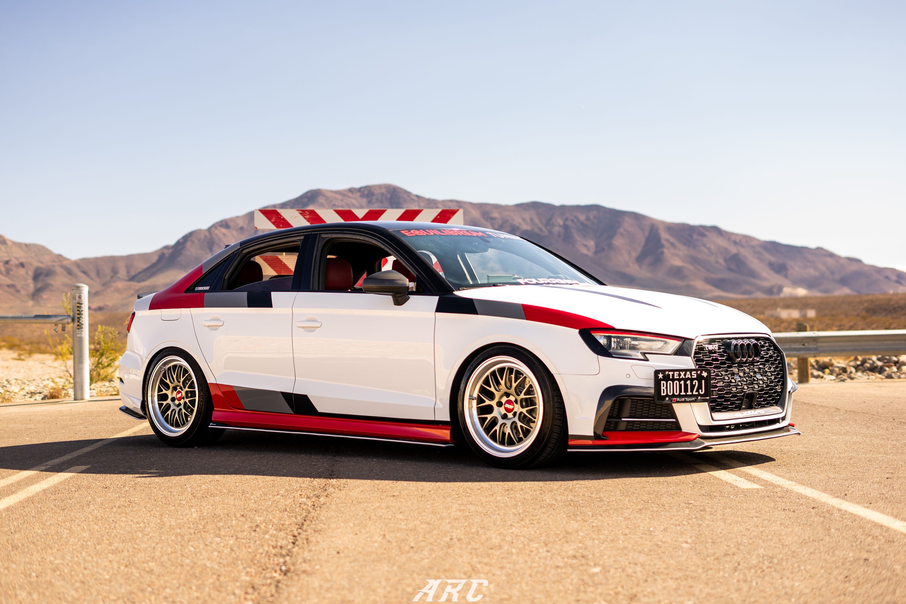 Race Livery Audi 8V A3 with 18" ML-10RT Apex wheels in Machined Lip Gloss Motorsport Gold