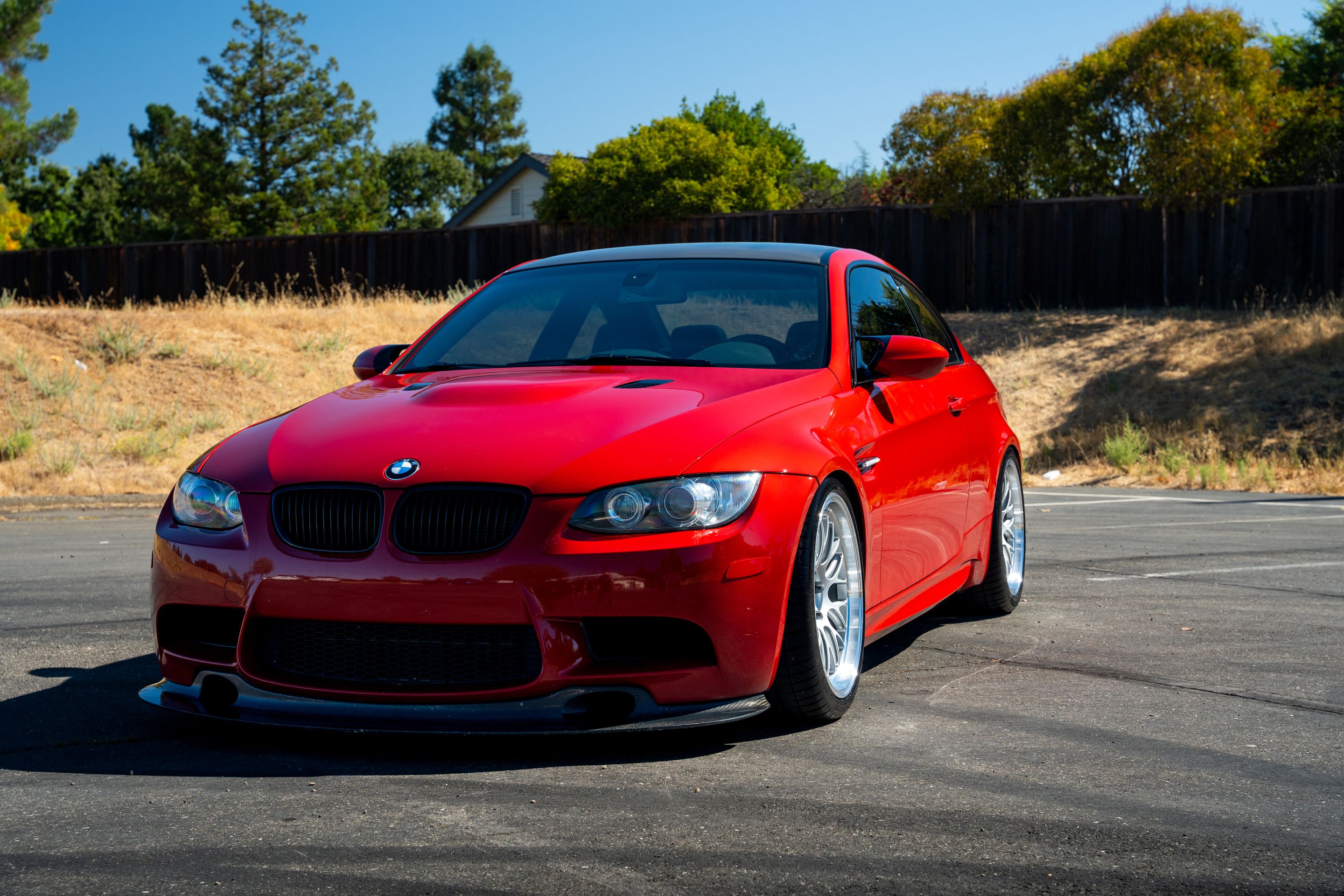 Red BMW E92 Coupe M3 with 19" ML-10RT Apex wheels in Machined Lip Race Silver