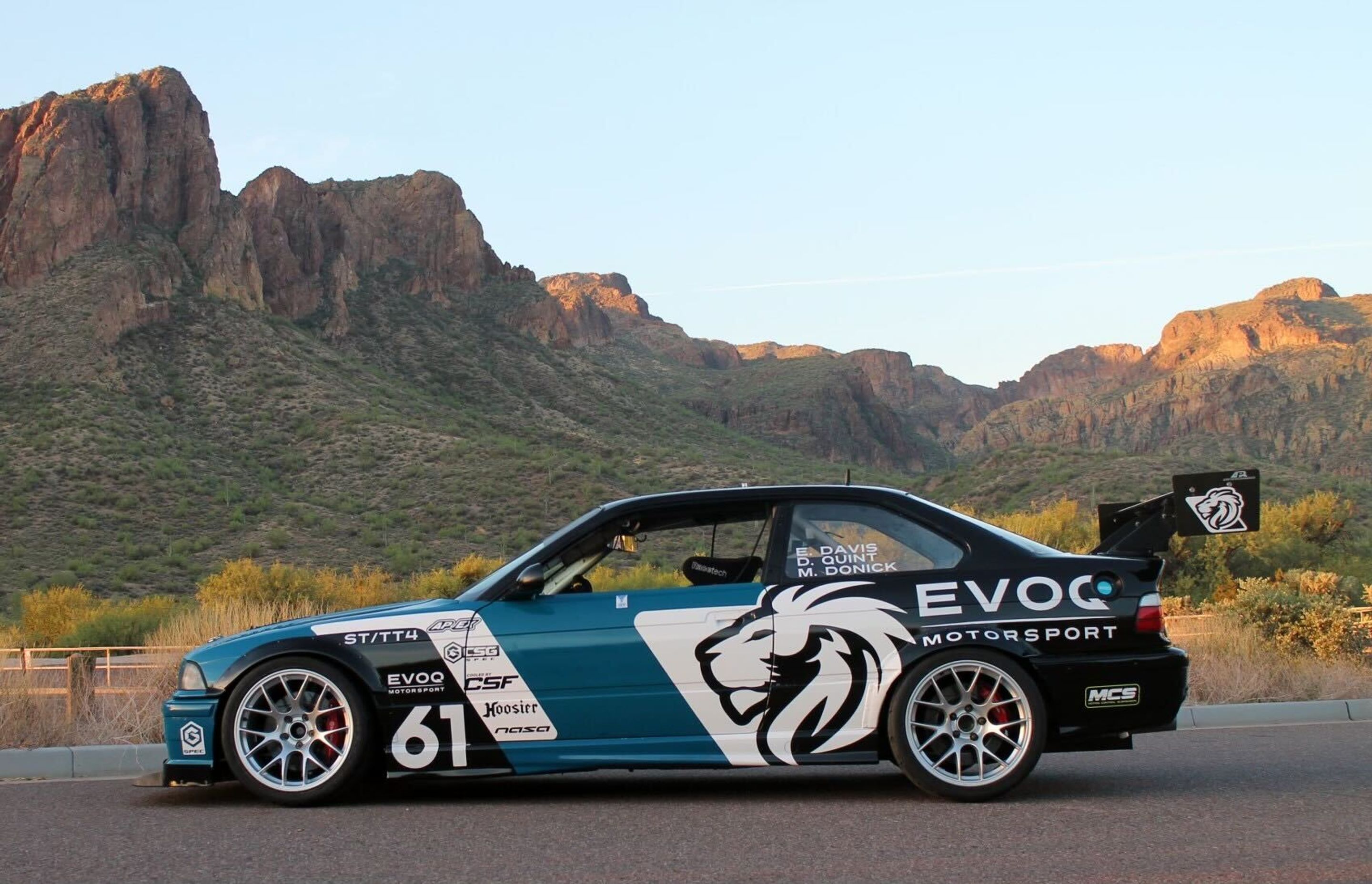 Multicolor BMW E36 3 Series with 18" EC-7 Apex wheels in Race Silver