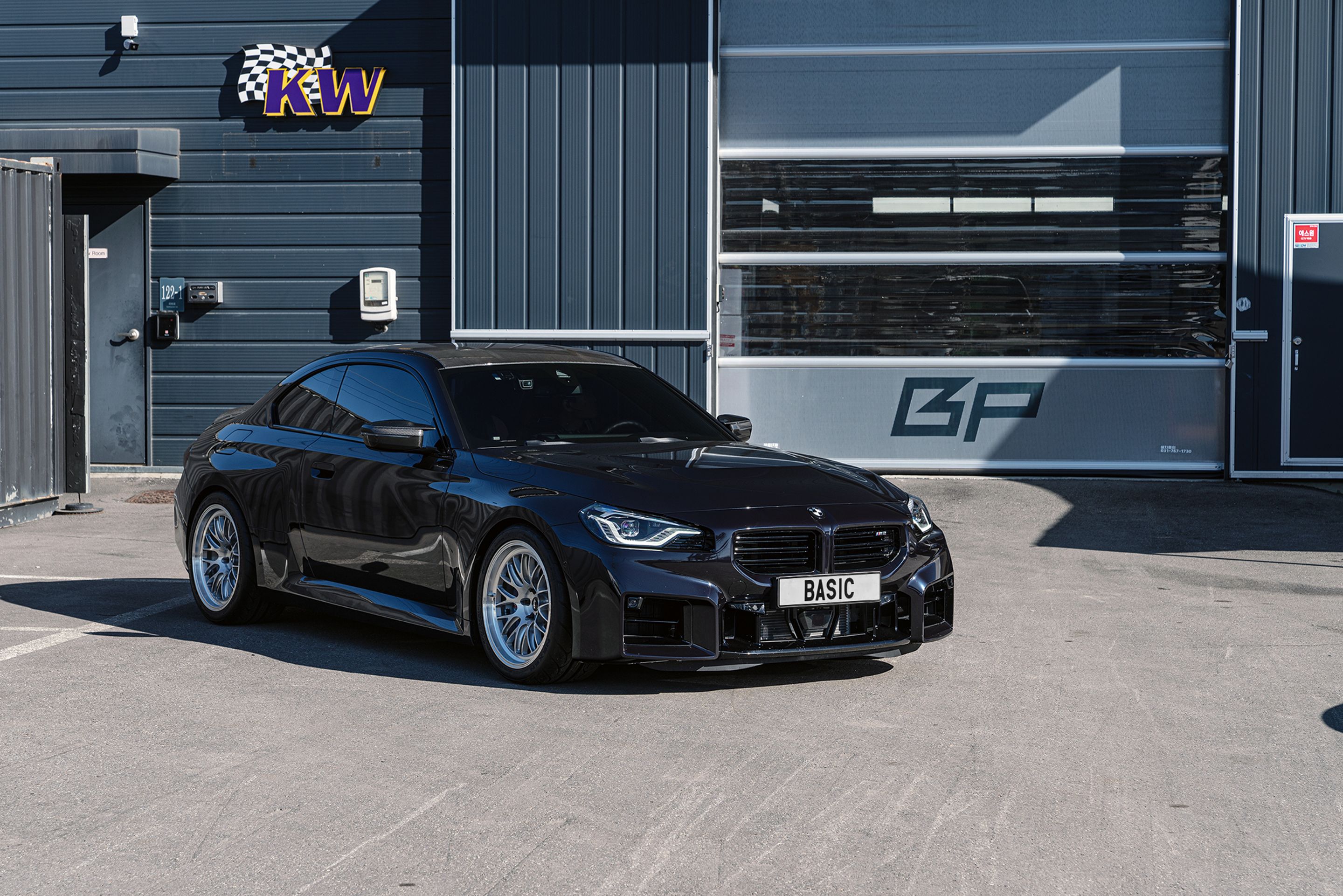 Black BMW G87 M2 with 19" ML-10RT Apex wheels in Machined Lip Brushed Clear