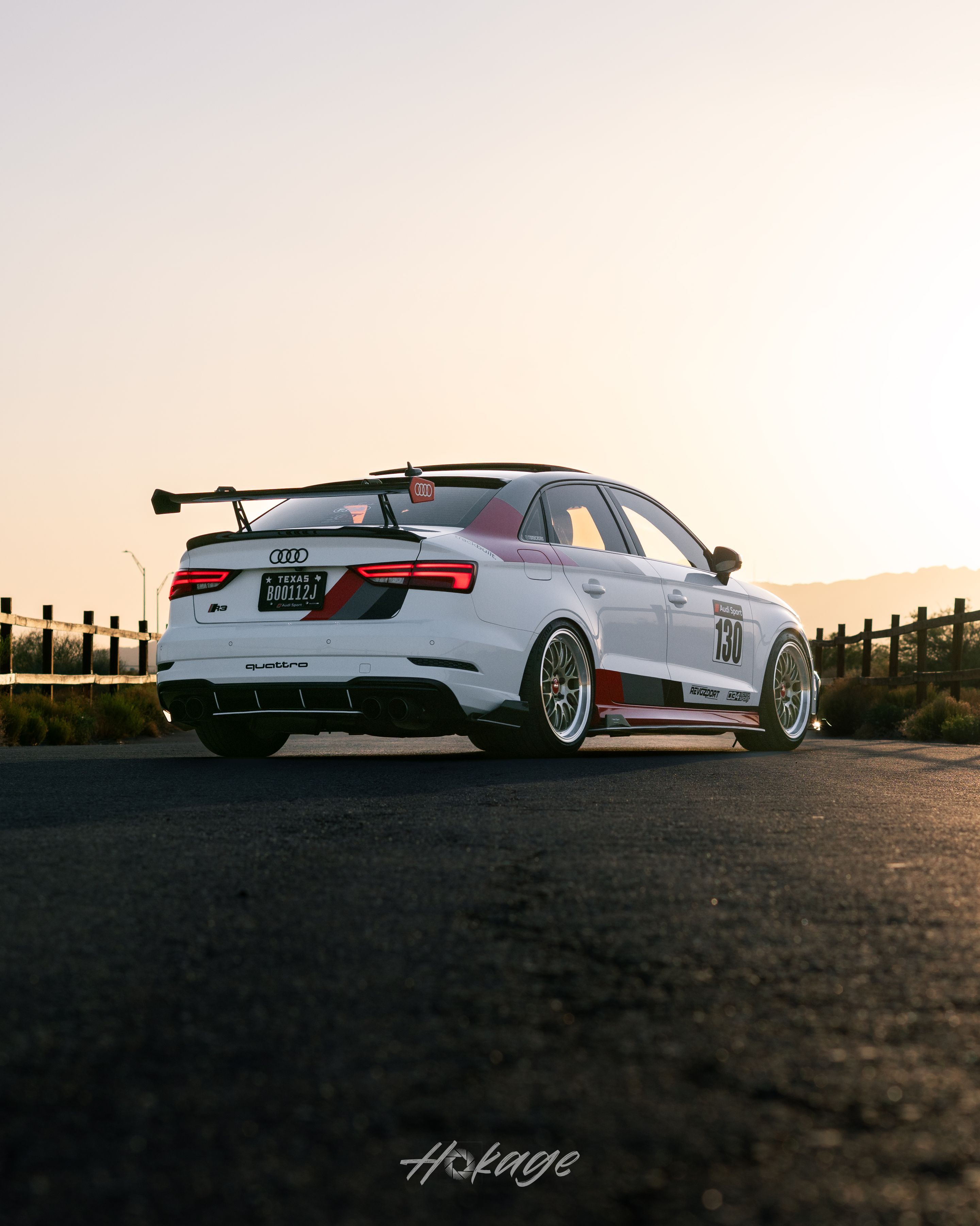 Race Livery Audi 8V A3 with 18" ML-10RT Apex wheels in Machined Lip Gloss Motorsport Gold