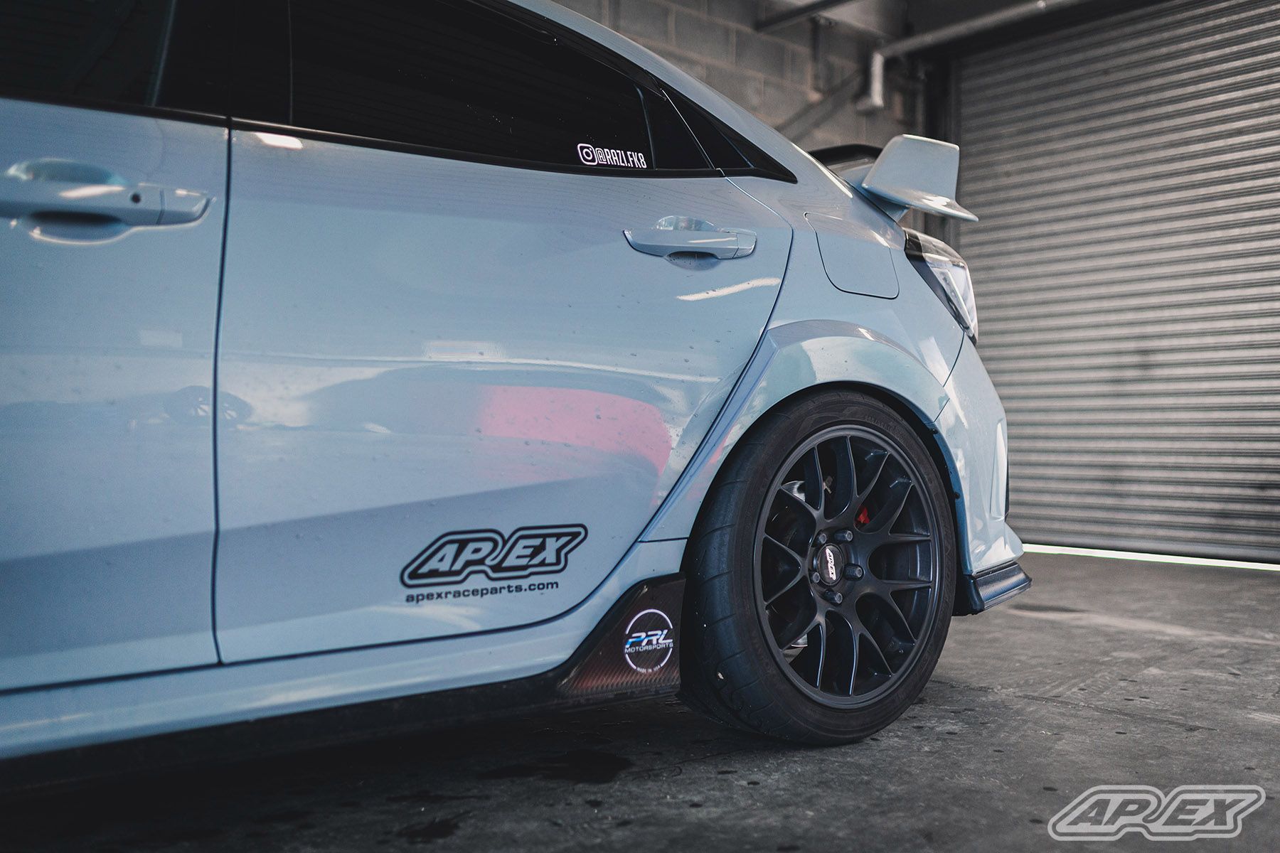 Grey Honda FK8 Civic Type-R with 18" EC-7 Apex wheels in Satin Black