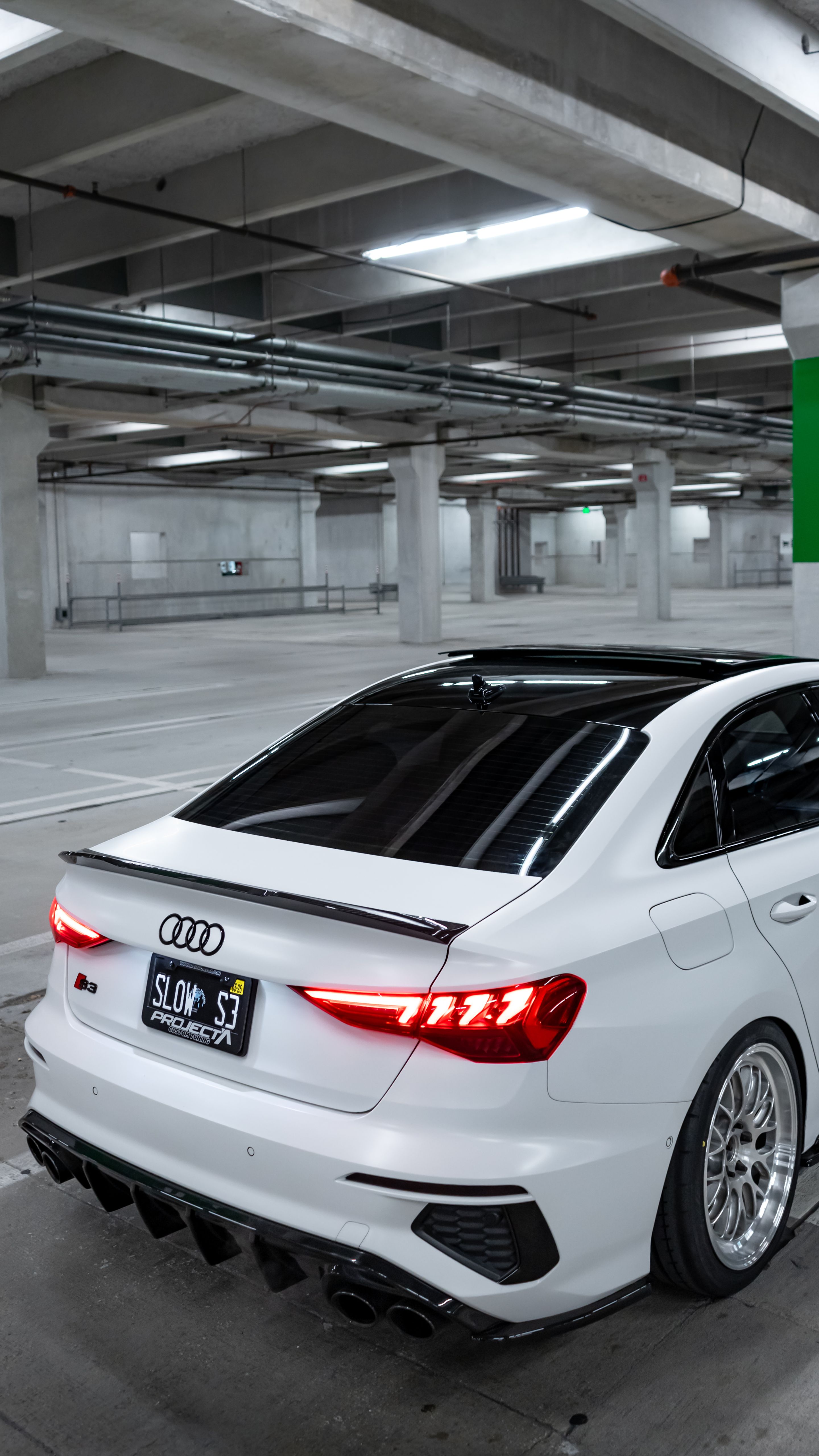 White Audi 8Y S3 with 18" ML-10RT Apex wheels in Machined Lip Brushed Clear