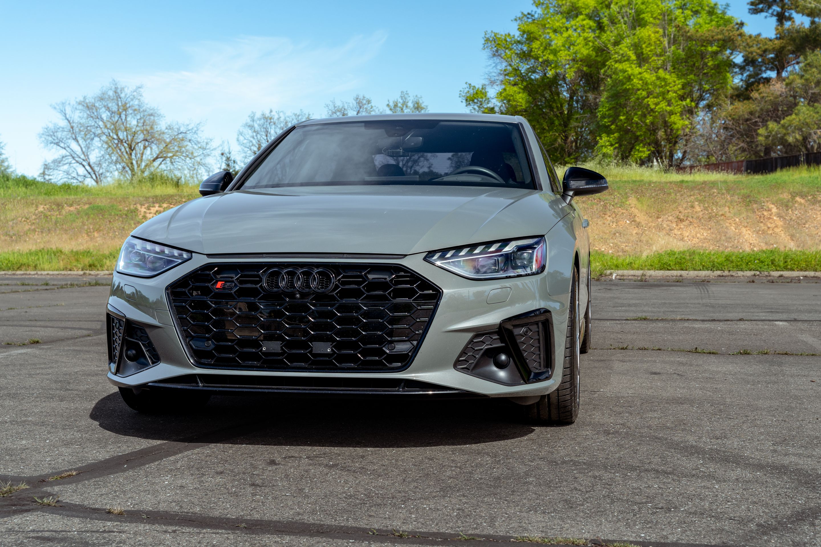 Grey Audi B9 S4 with 19" VS-5 Apex wheels in Hyper Black