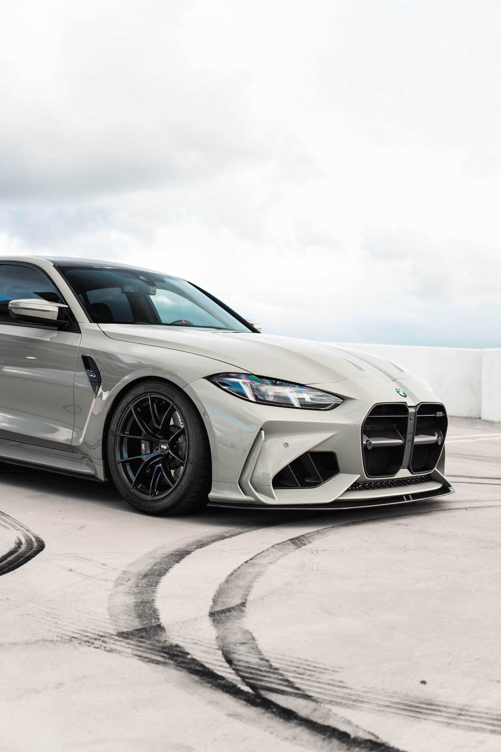 Grey BMW G80 M3 with 19" VS-5RS Apex wheels in Satin Black
