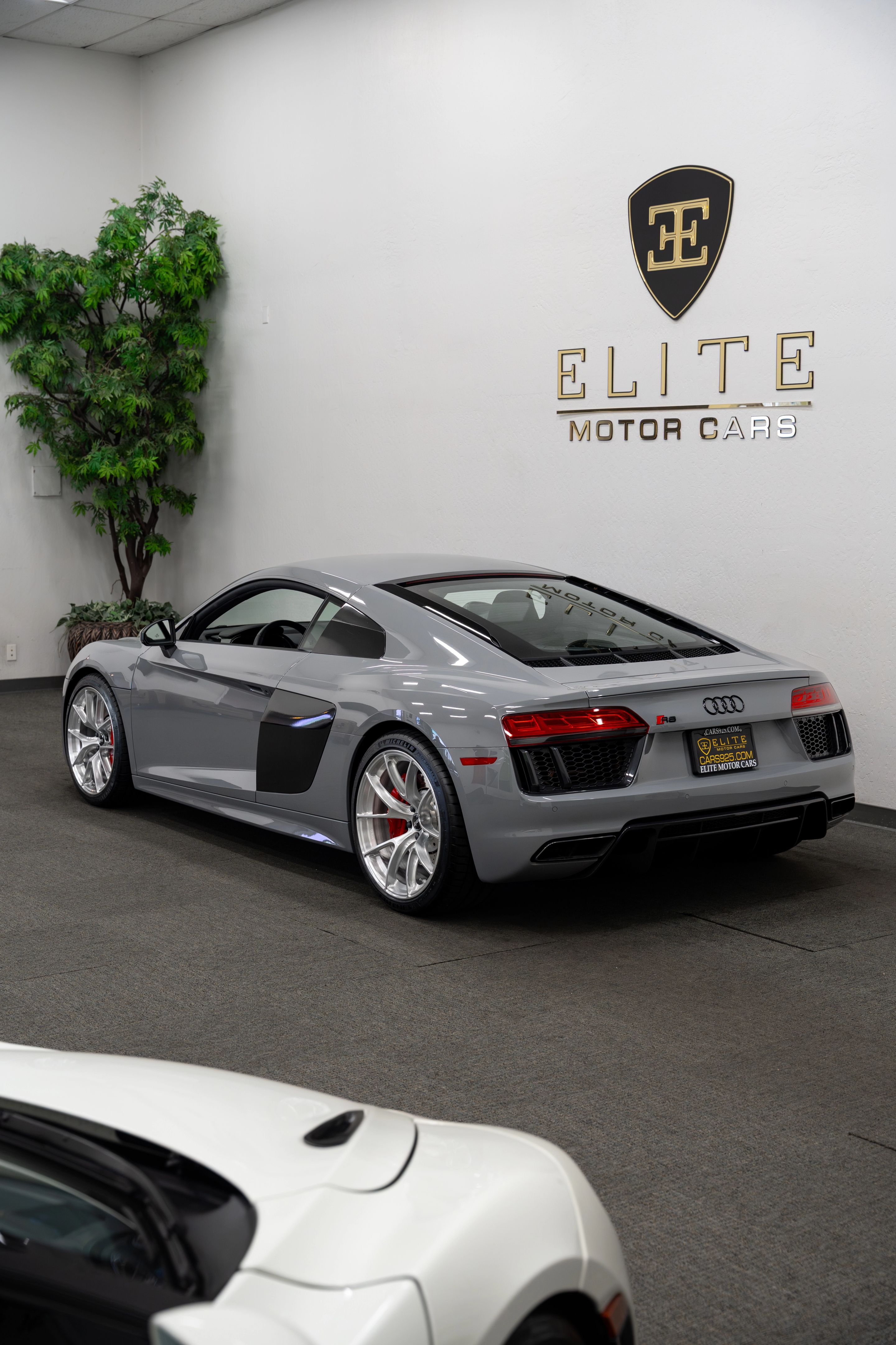 Grey Audi Gen 2 R8 with 19"/20" VS-5RS Apex wheels in Brushed Clear