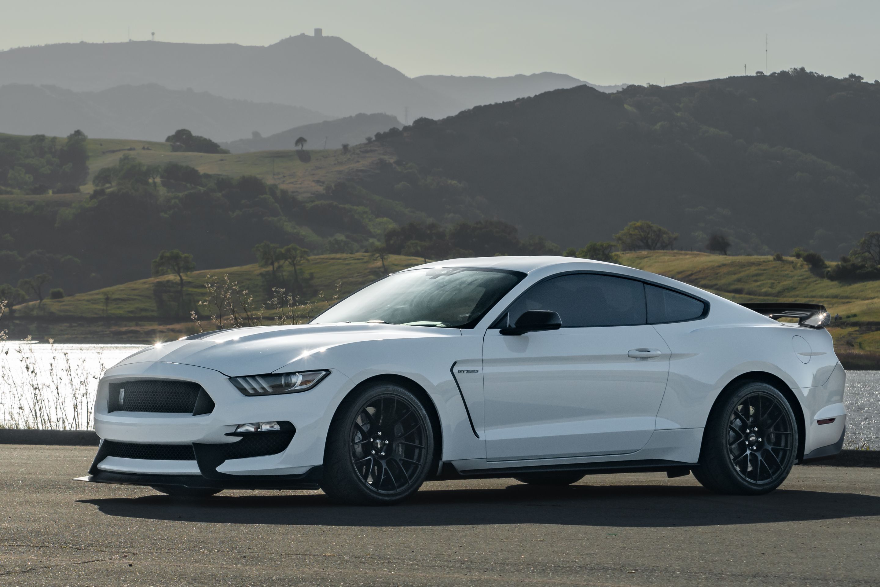 White Ford S550 Mustang GT350 with 19" EC-7RS Apex wheels in Satin Black