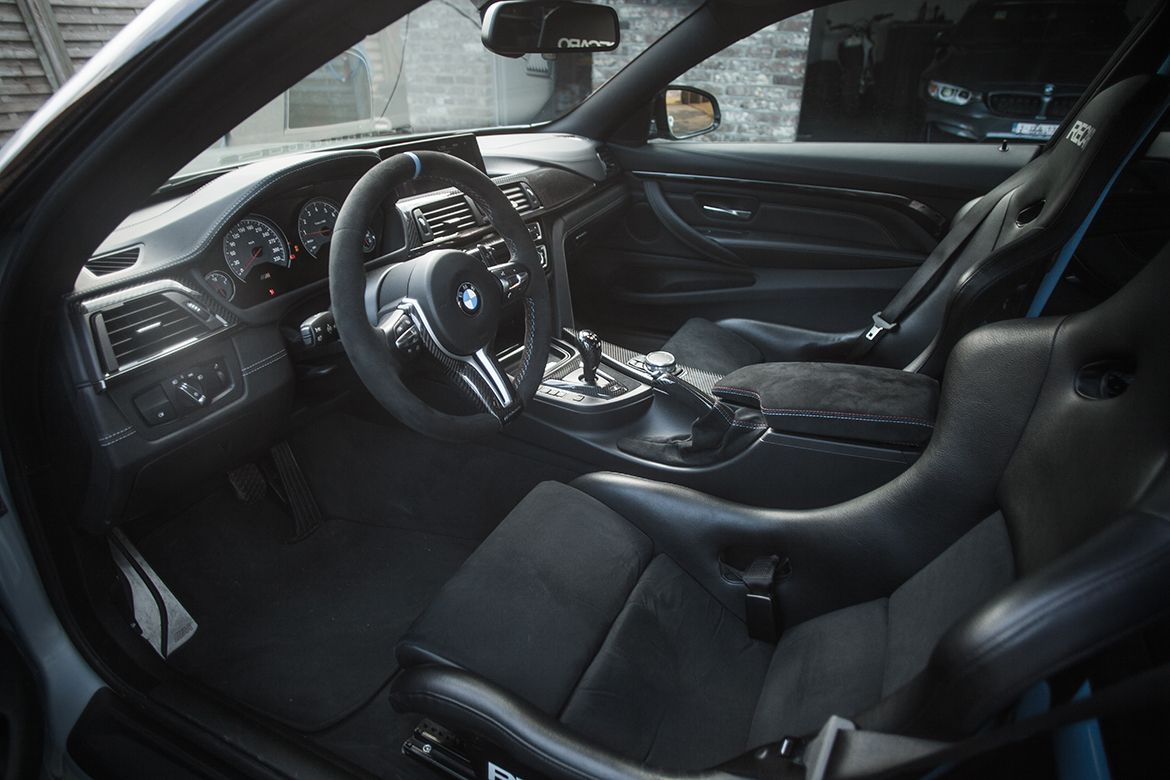 Silver BMW F82 Coupe M4 with 18" SM-10 Apex wheels in Satin Black