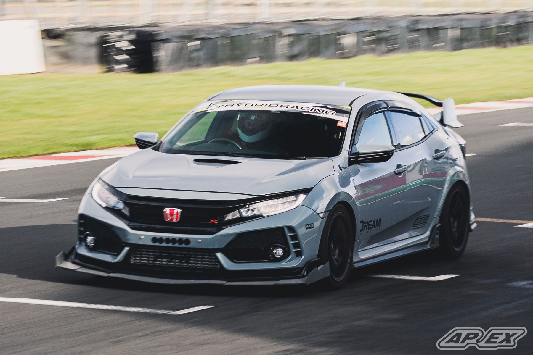 Grey Honda FK8 Civic Type-R with 18" EC-7 Apex wheels in Satin Black