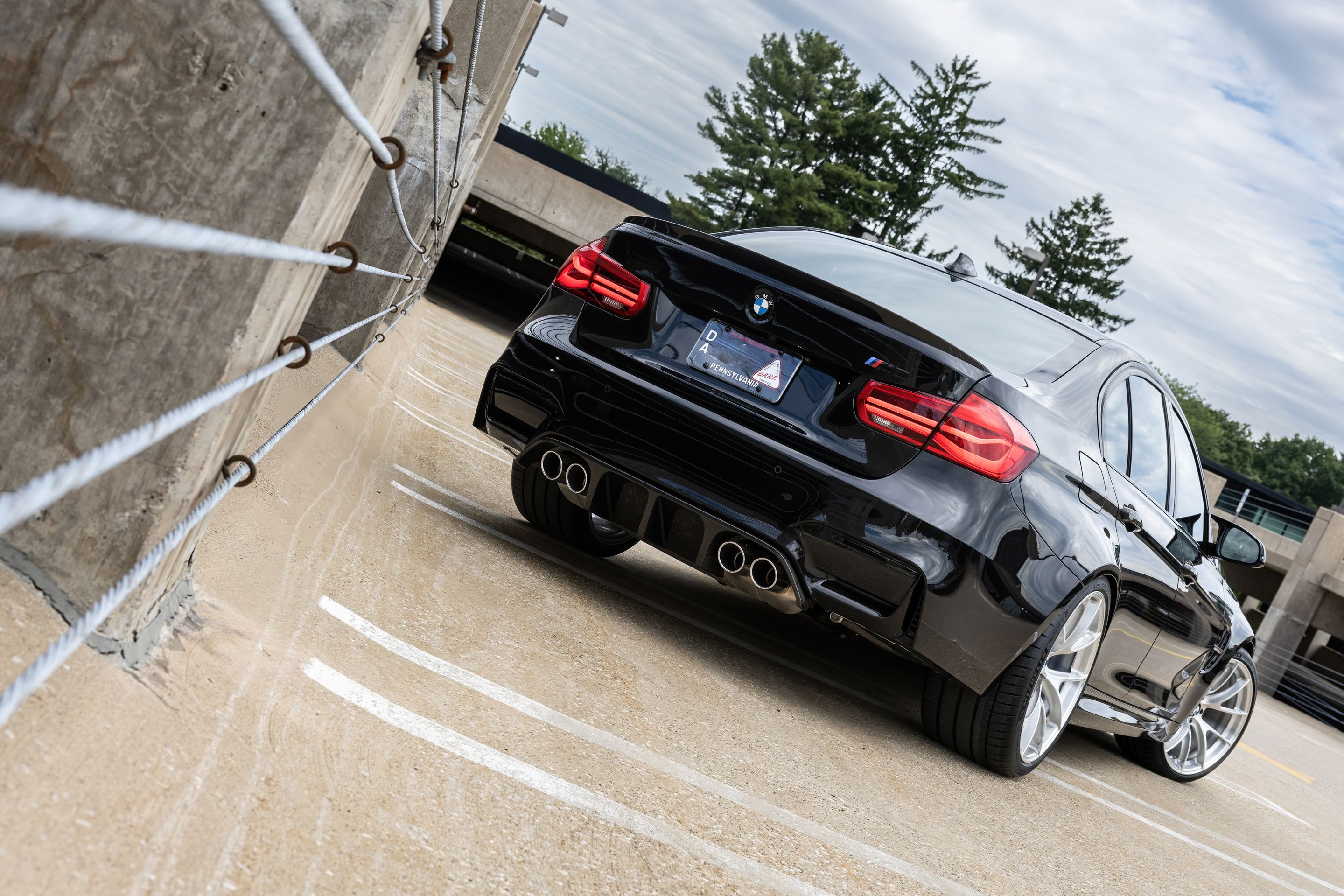 Black BMW F80 M3 with 20" VS-5RS Apex wheels in Brushed Clear