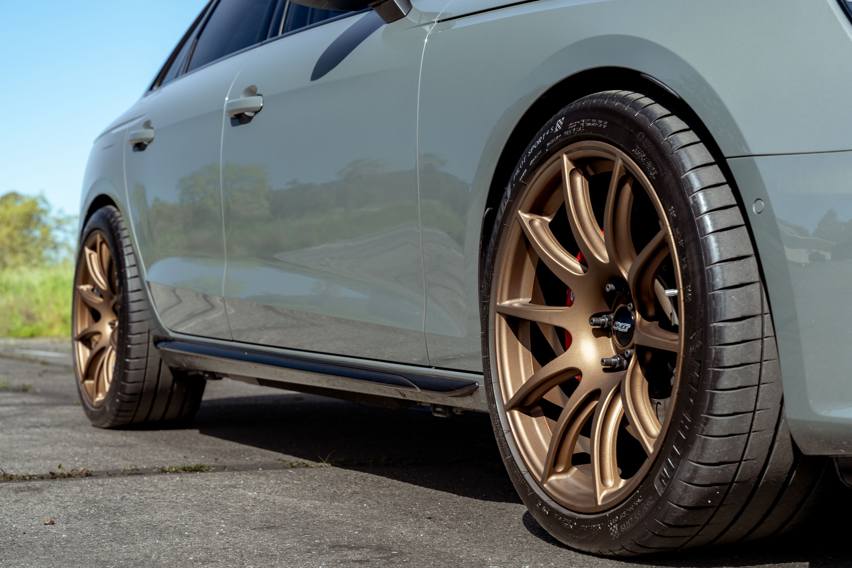 Grey Audi B9 S4 with 19" SM-10 Apex wheels in Satin Bronze