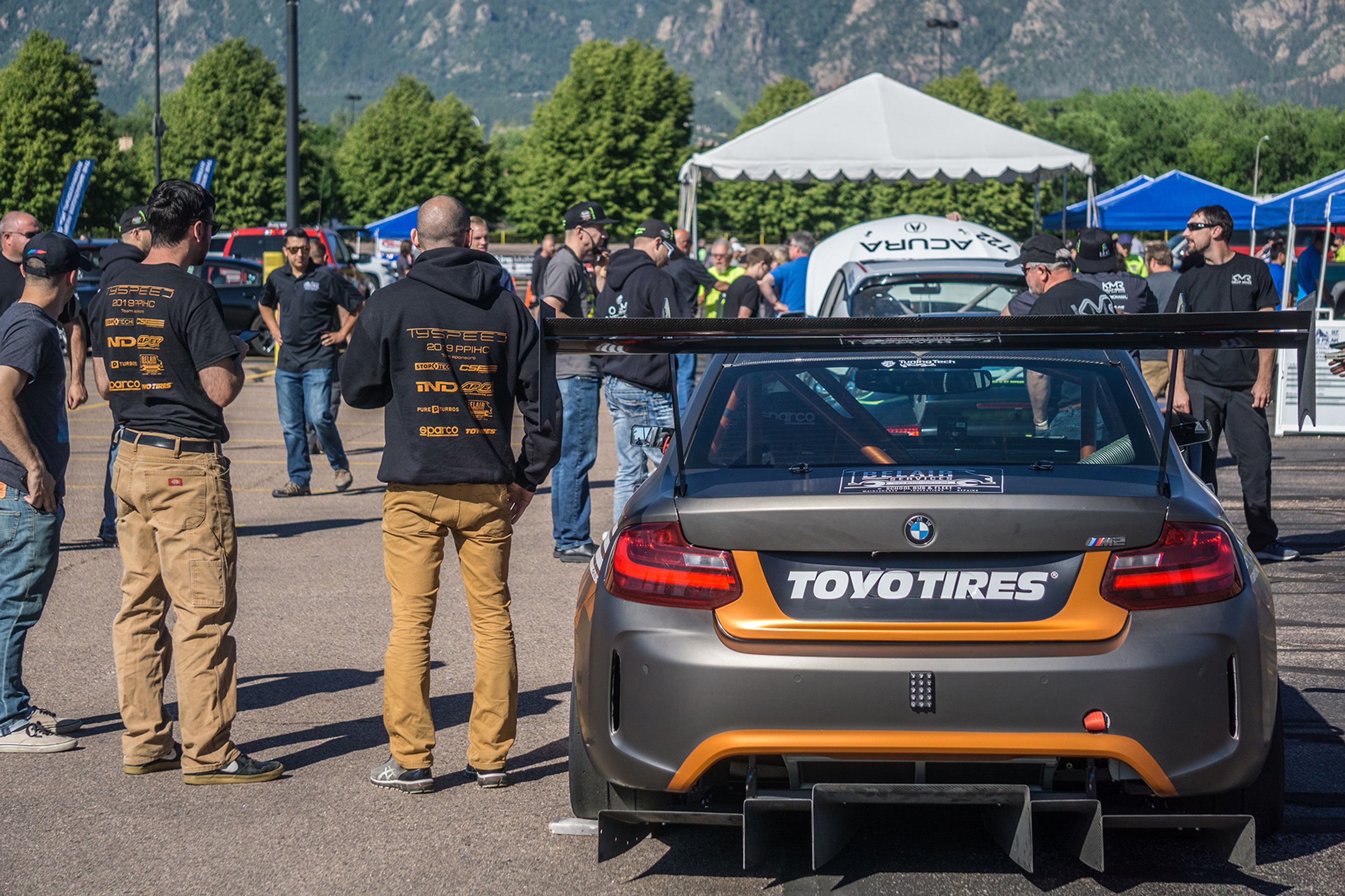 Grey BMW F87 M2 with 18" FL-5 Apex wheels in Satin Black