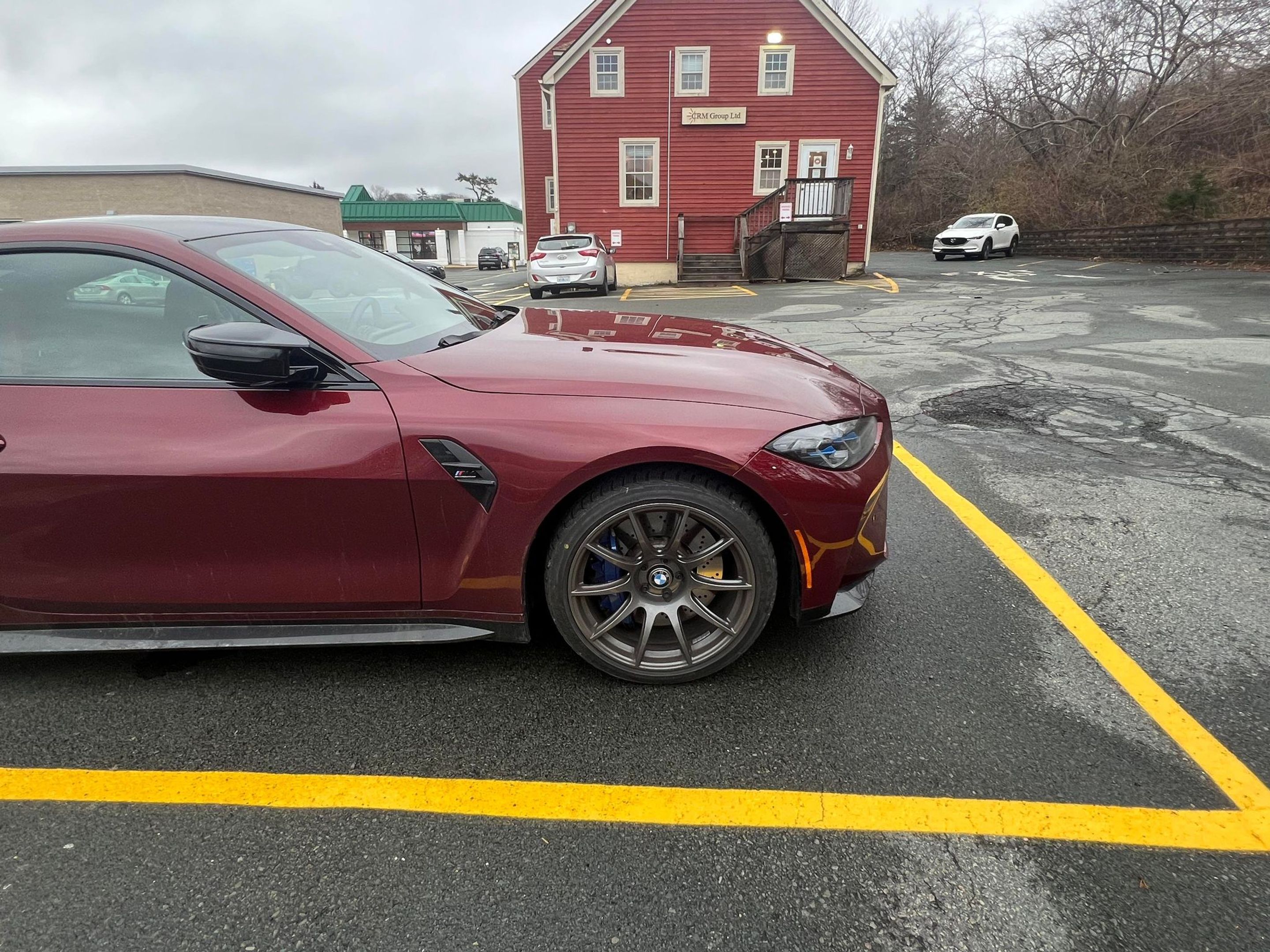 Red BMW G82 Coupe M4 with 19" SM-10 Apex wheels in Anthracite