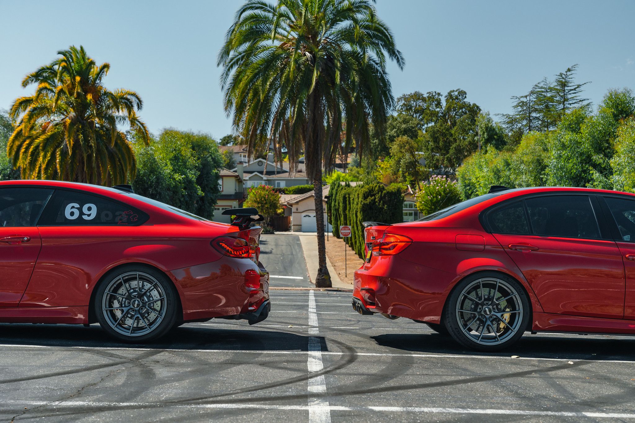 Red BMW F82 Coupe M4 with 19" VS-5RS Apex wheels in Anthracite