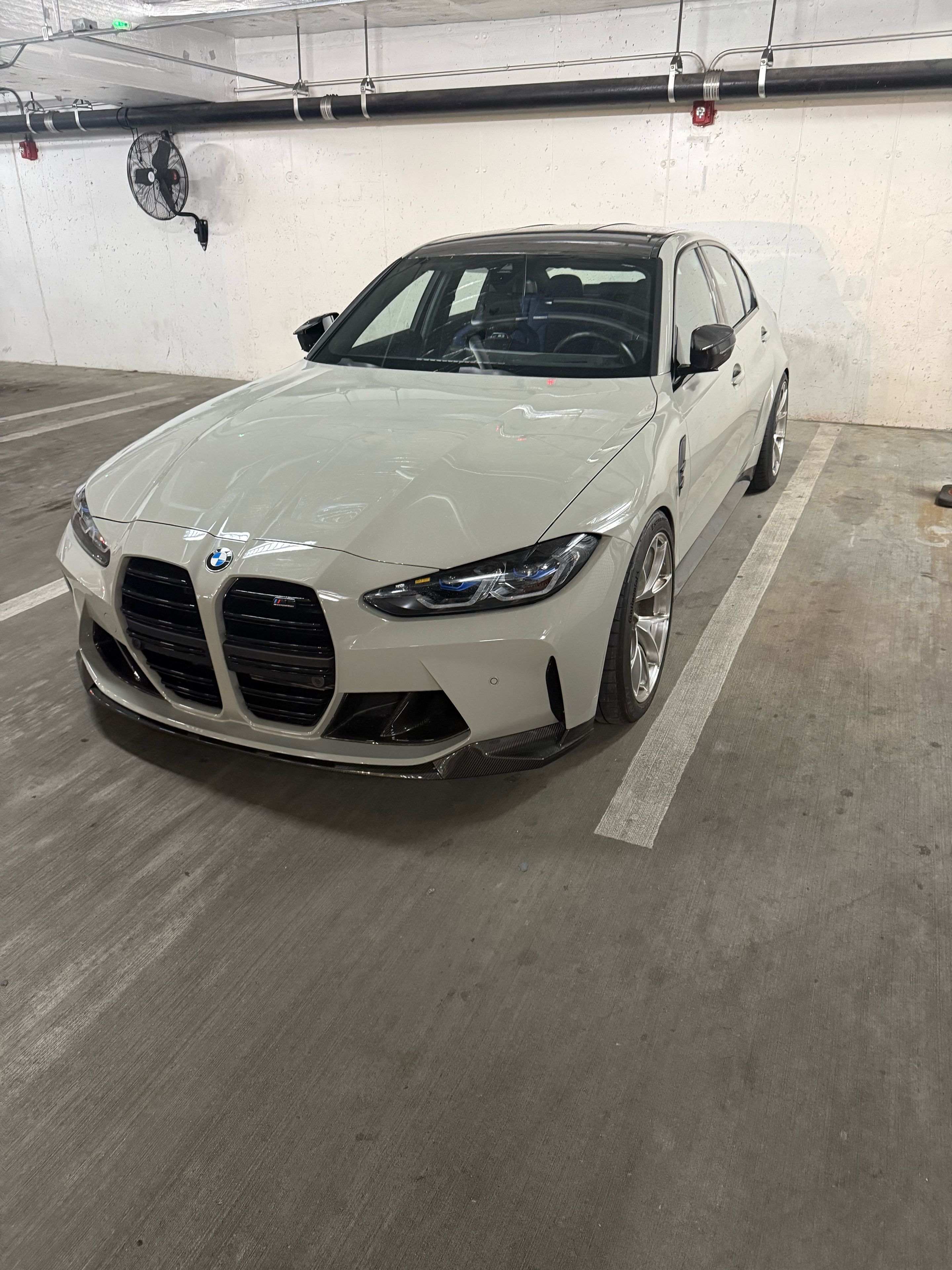 Grey BMW G80 M3 with 19" VS-5RS Apex wheels in Brushed Clear