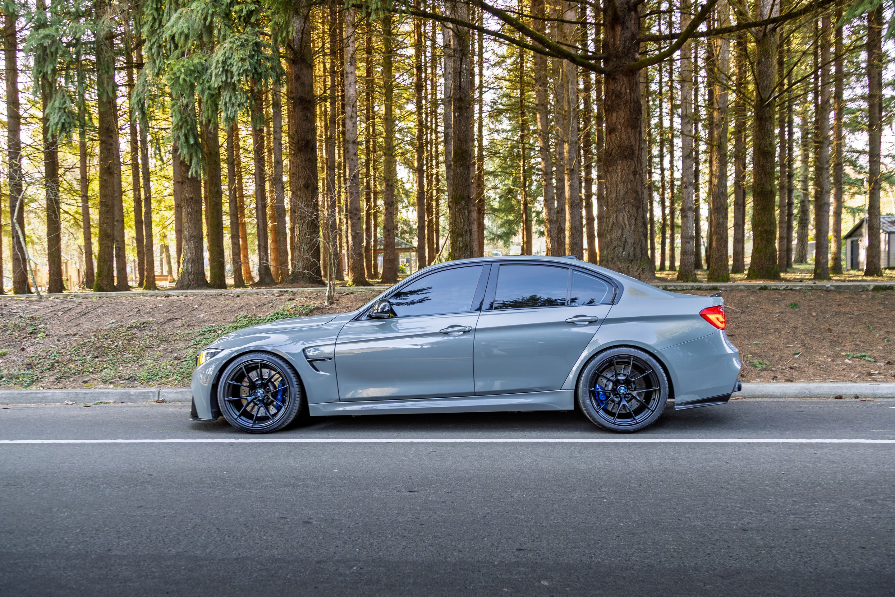 Grey BMW F80 M3 with 19" VS-5RS Apex wheels in Satin Black