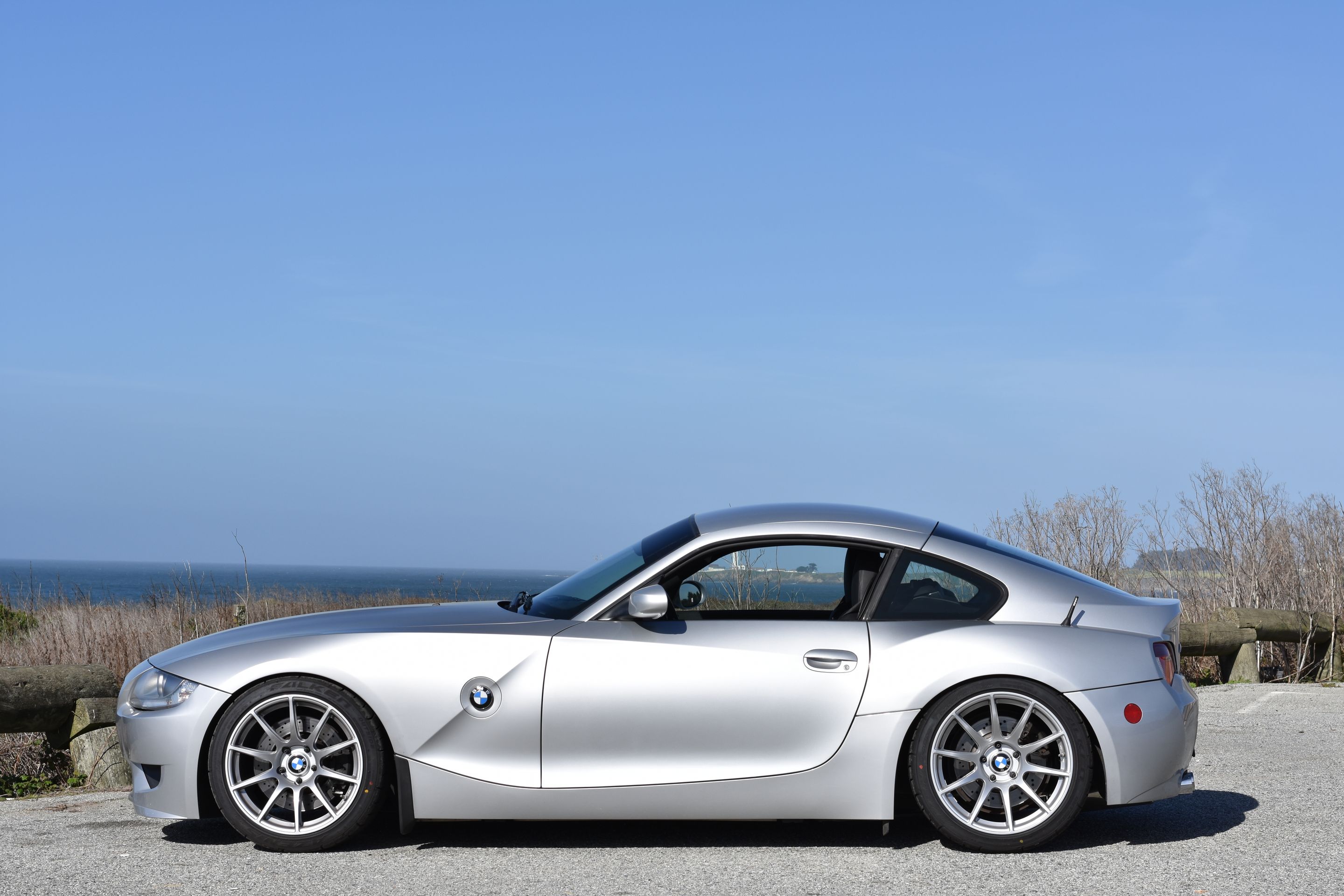 Silver BMW E86 Coupe Z4 M with 18" SM-10 Apex wheels in Race Silver