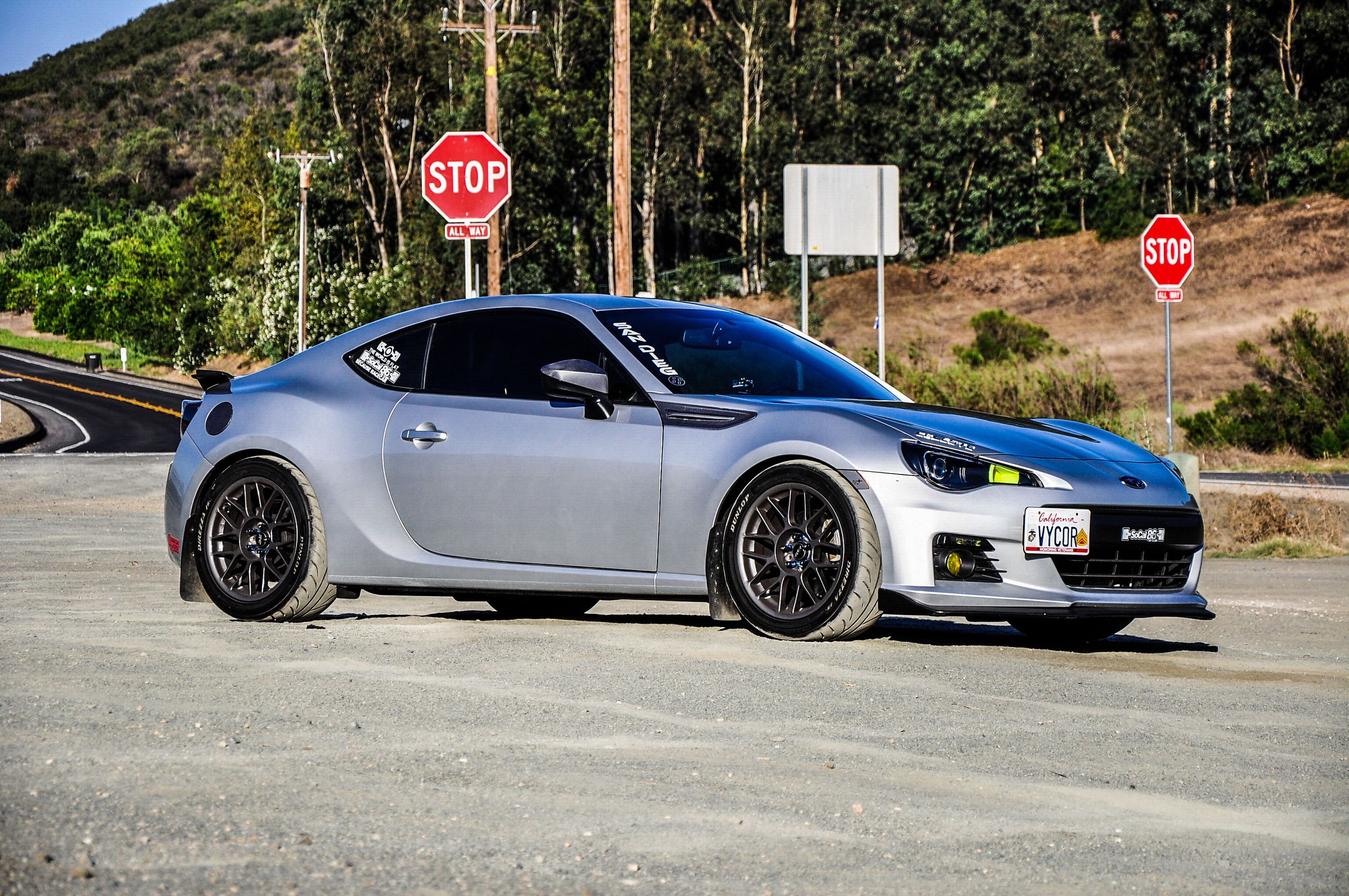 Silver Subaru ZC6 / Gen 1 BRZ with 17" ARC-8 Apex wheels in Anthracite