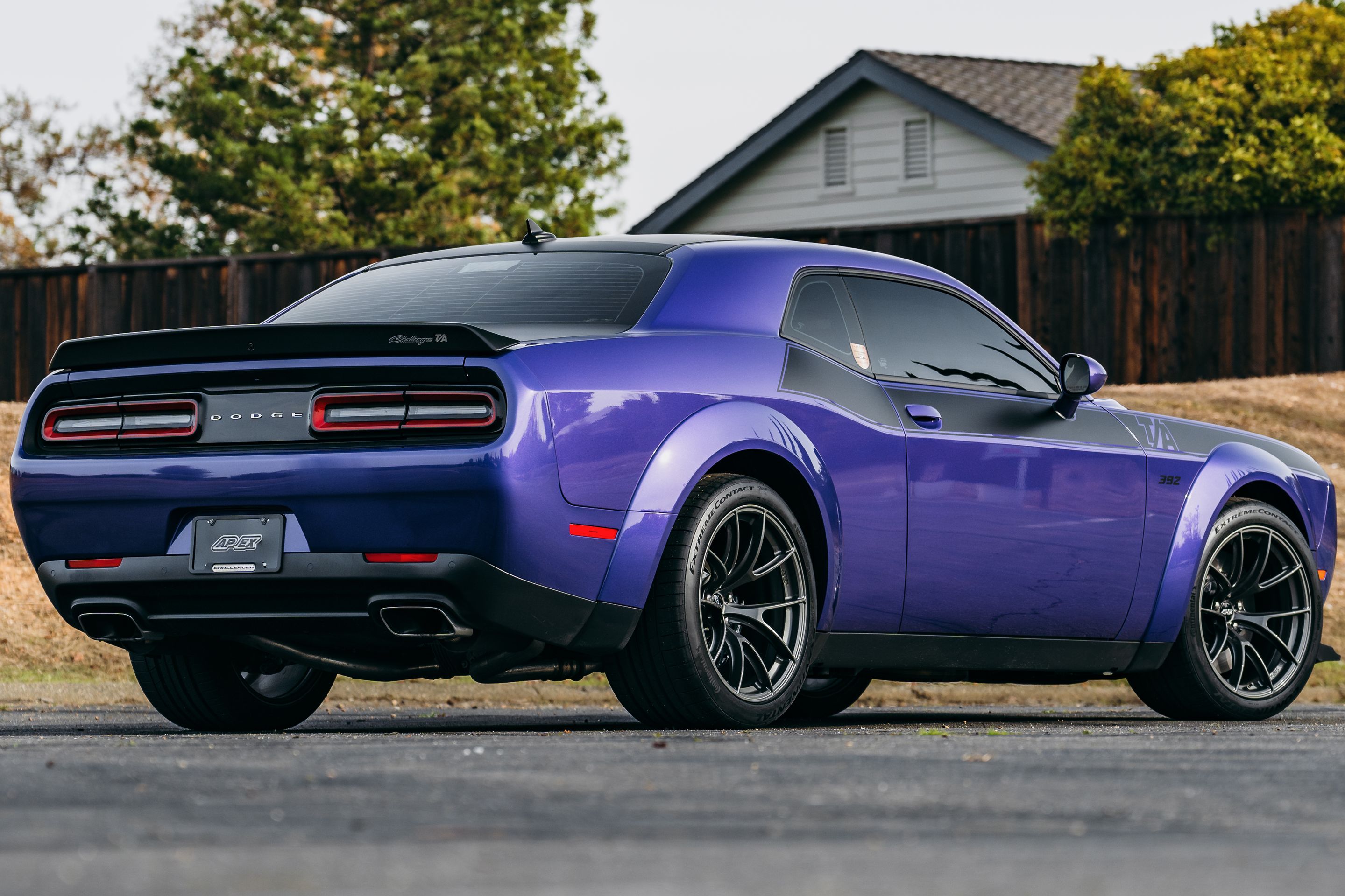 Purple Dodge Challenger R/T Scat Pack Widebody with 20" VS-5RS Apex wheels in Anthracite