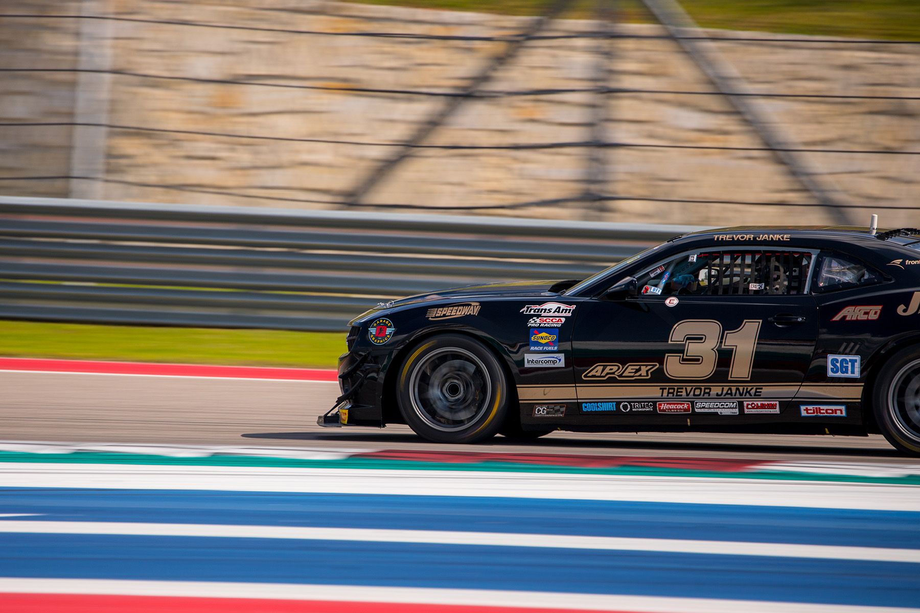 Black Chevrolet 5th Gen Camaro SS with 18" EC-7 Apex wheels in Anthracite