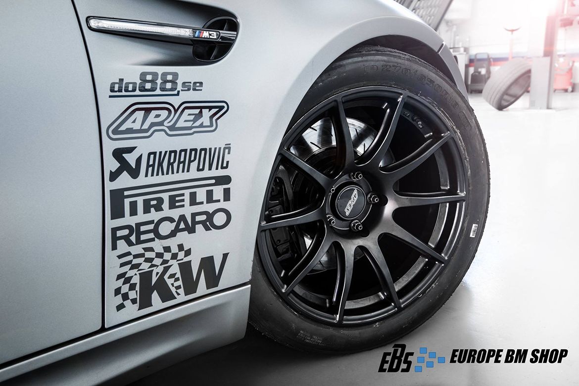 Grey BMW E92 Coupe M3 with 18" SM-10 Apex wheels in Satin Black