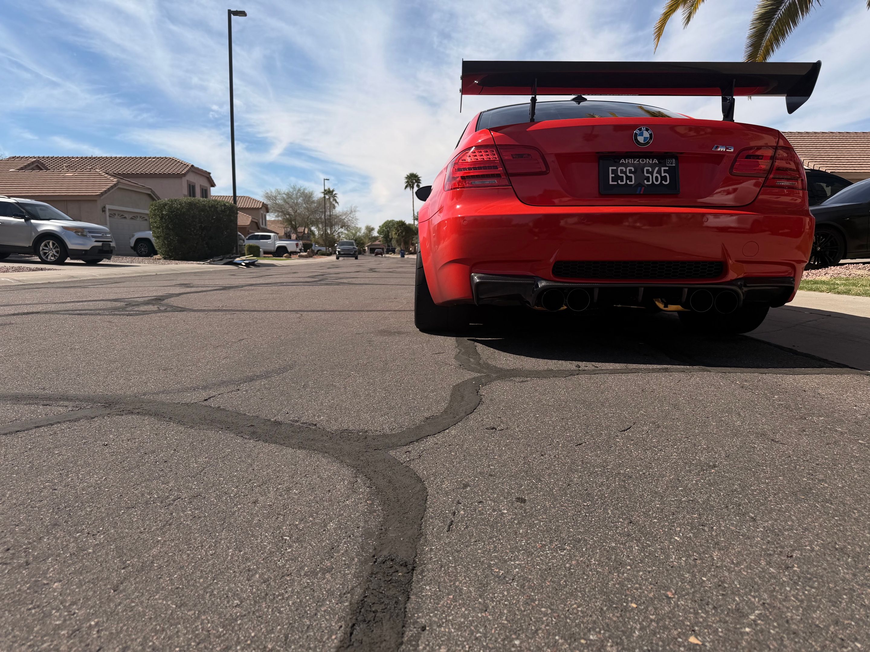 Red BMW E92 Coupe M3 with 18" VS-5RS Apex wheels in Satin Black