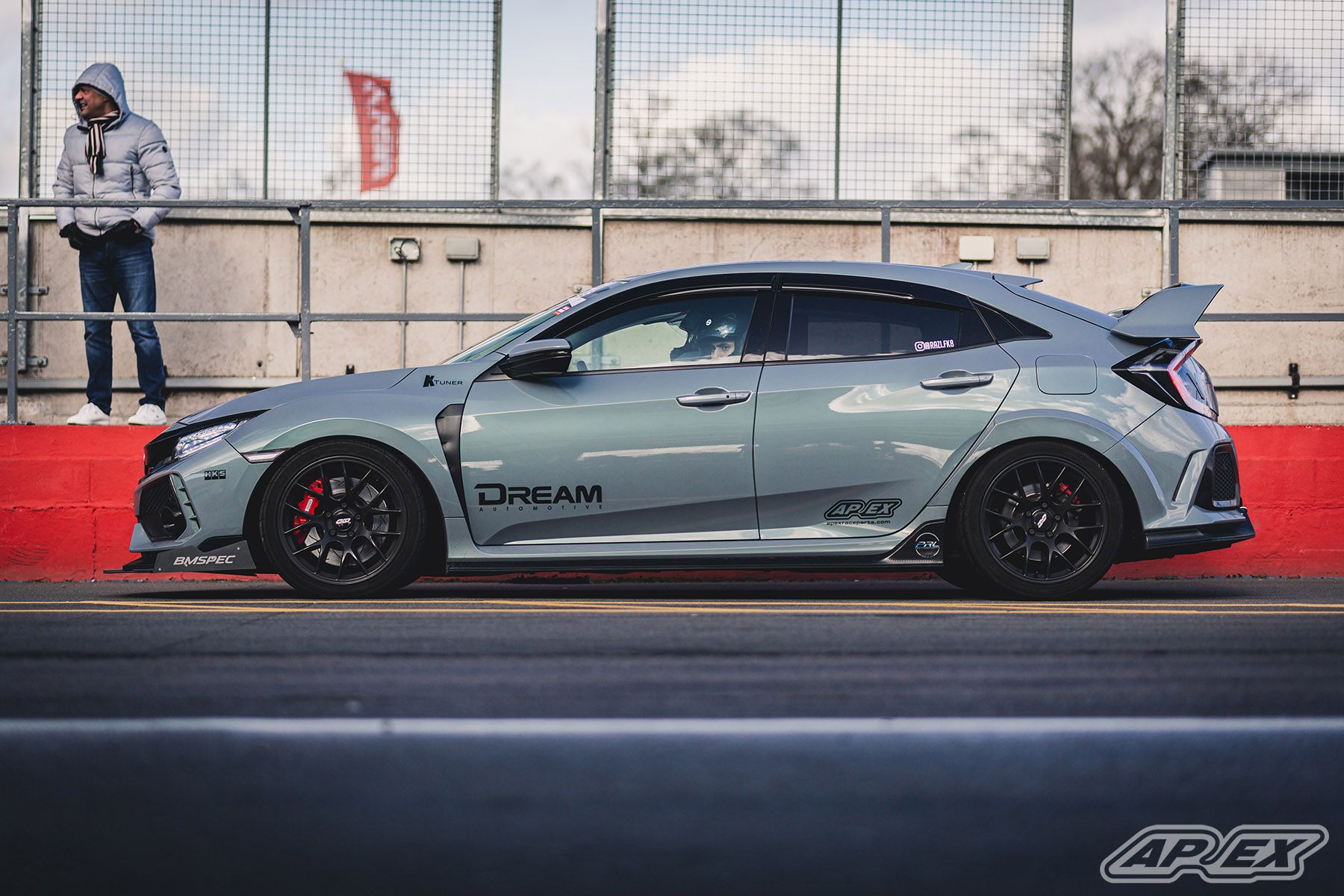 Grey Honda FK8 Civic Type-R with 18" EC-7 Apex wheels in Satin Black