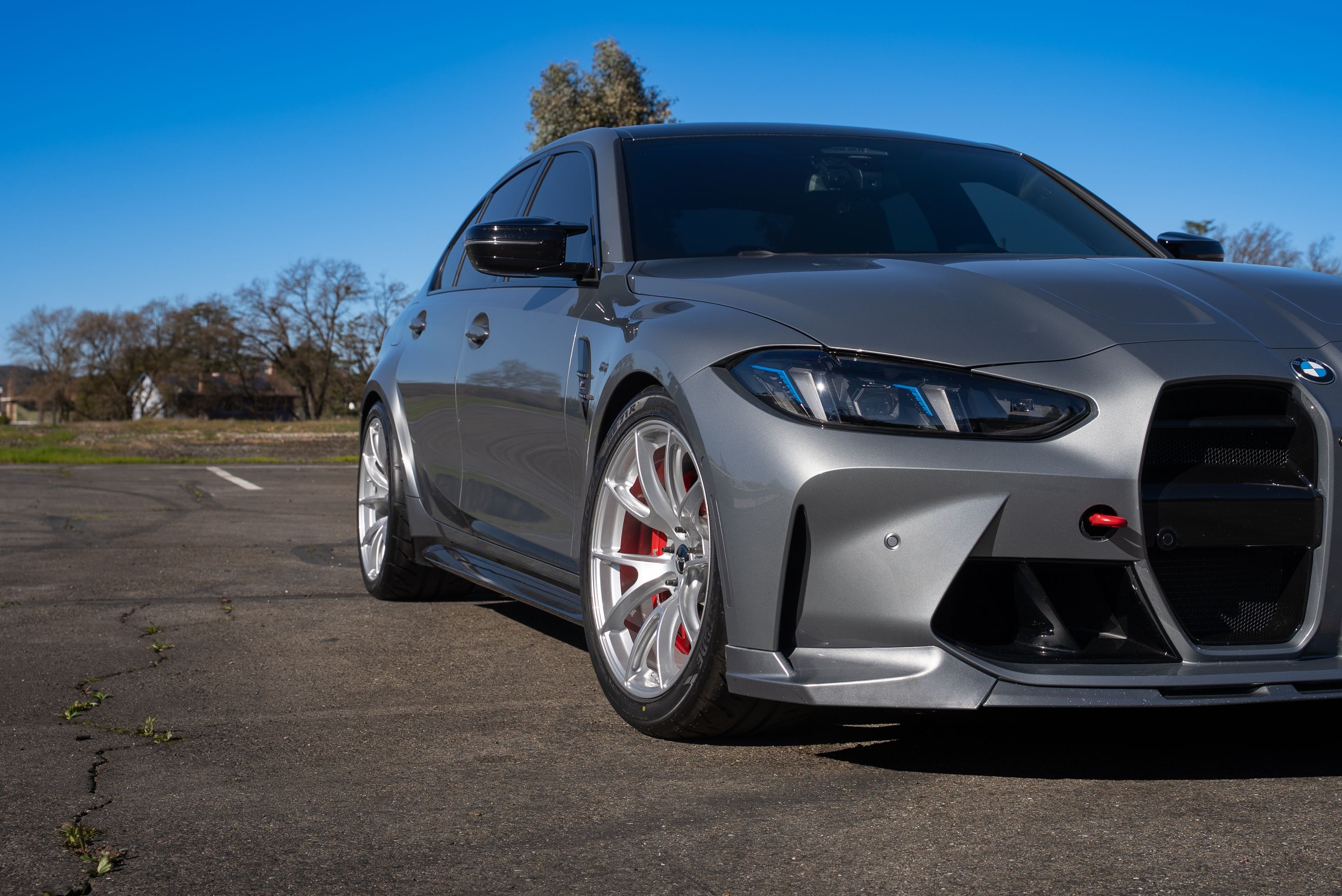 Grey BMW G80 M3 with 19" VS-5 Apex wheels in Race Silver
