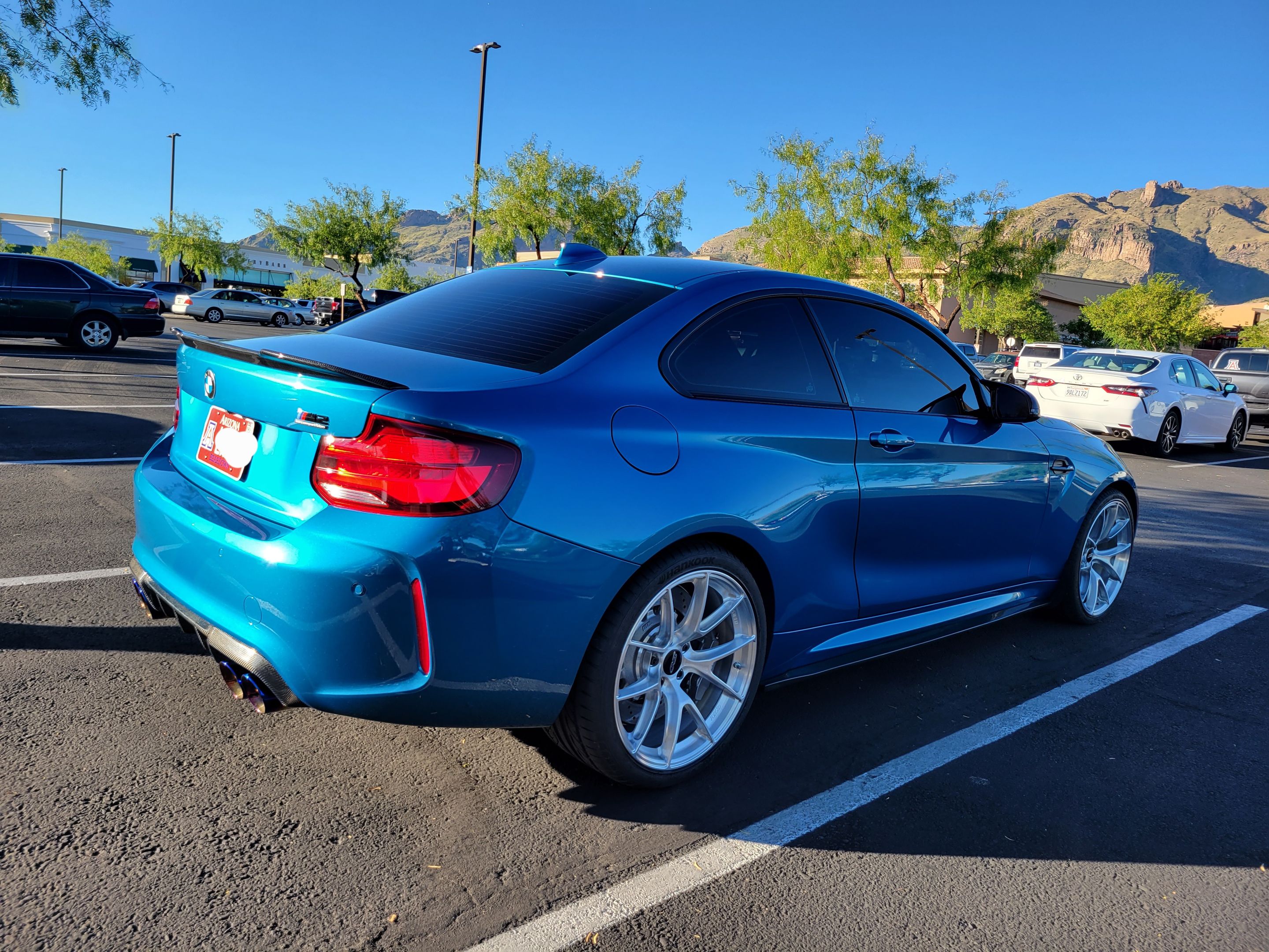 Blue BMW F87 M2 with 19" VS-5RS Apex wheels in Brushed Clear