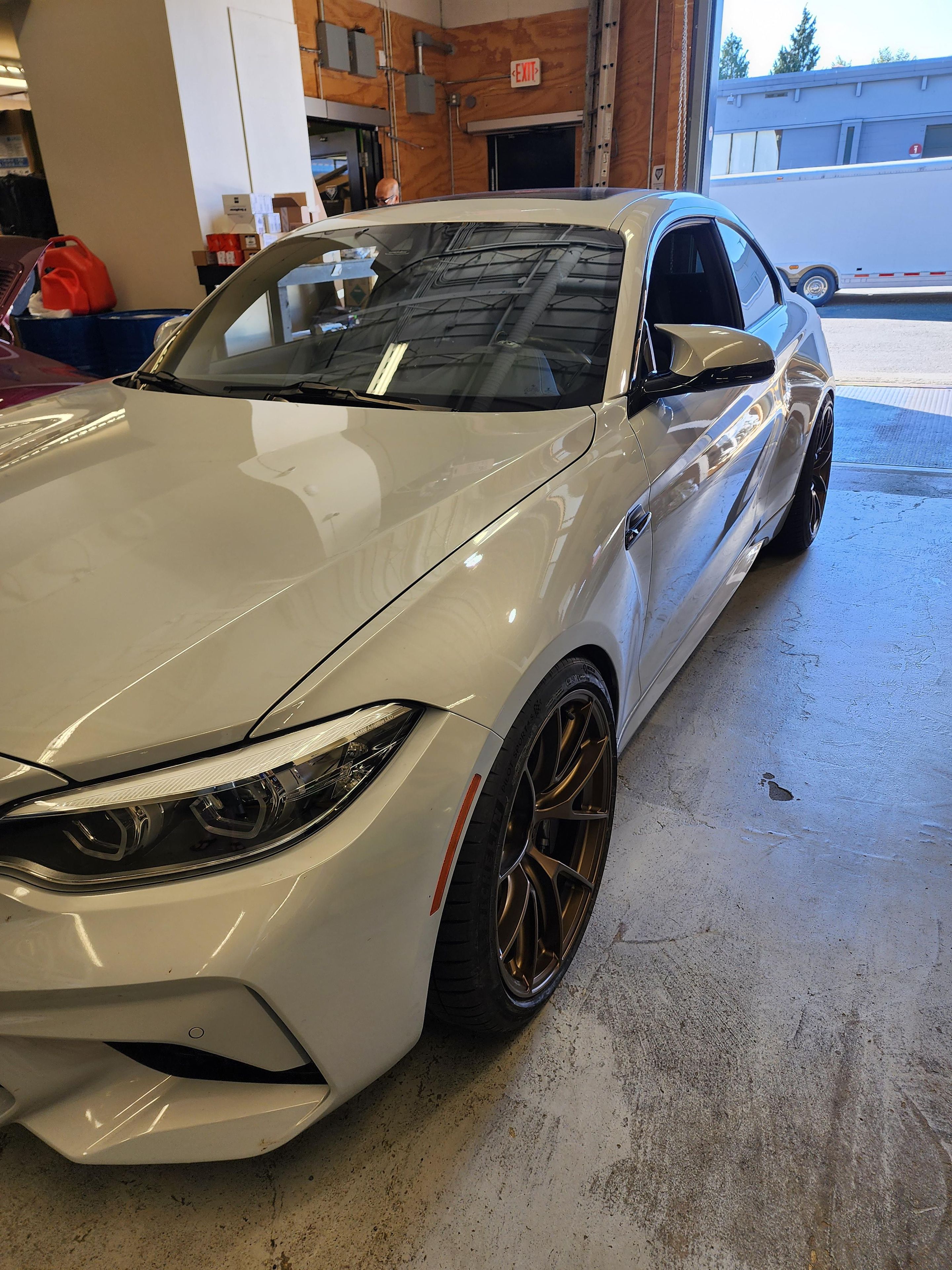 Silver BMW F87 M2 with 19" VS-5RS Apex wheels in Satin Bronze