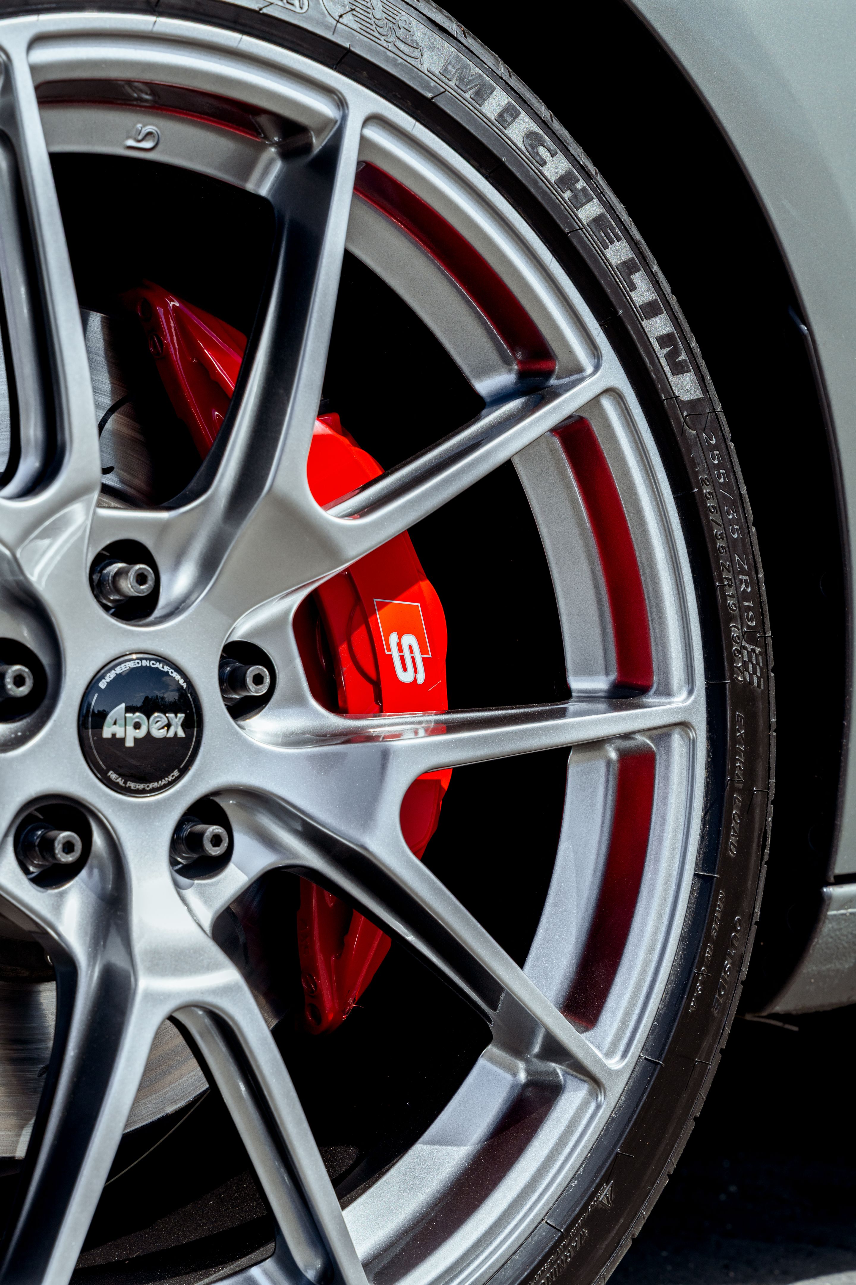 Grey Audi B9 S4 with 19" VS-5 Apex wheels in Hyper Black